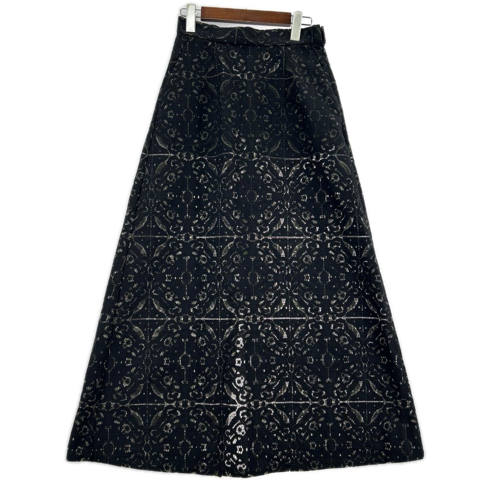 ロングスカート MODUALL LACE SKIRT/黒 M ブラック