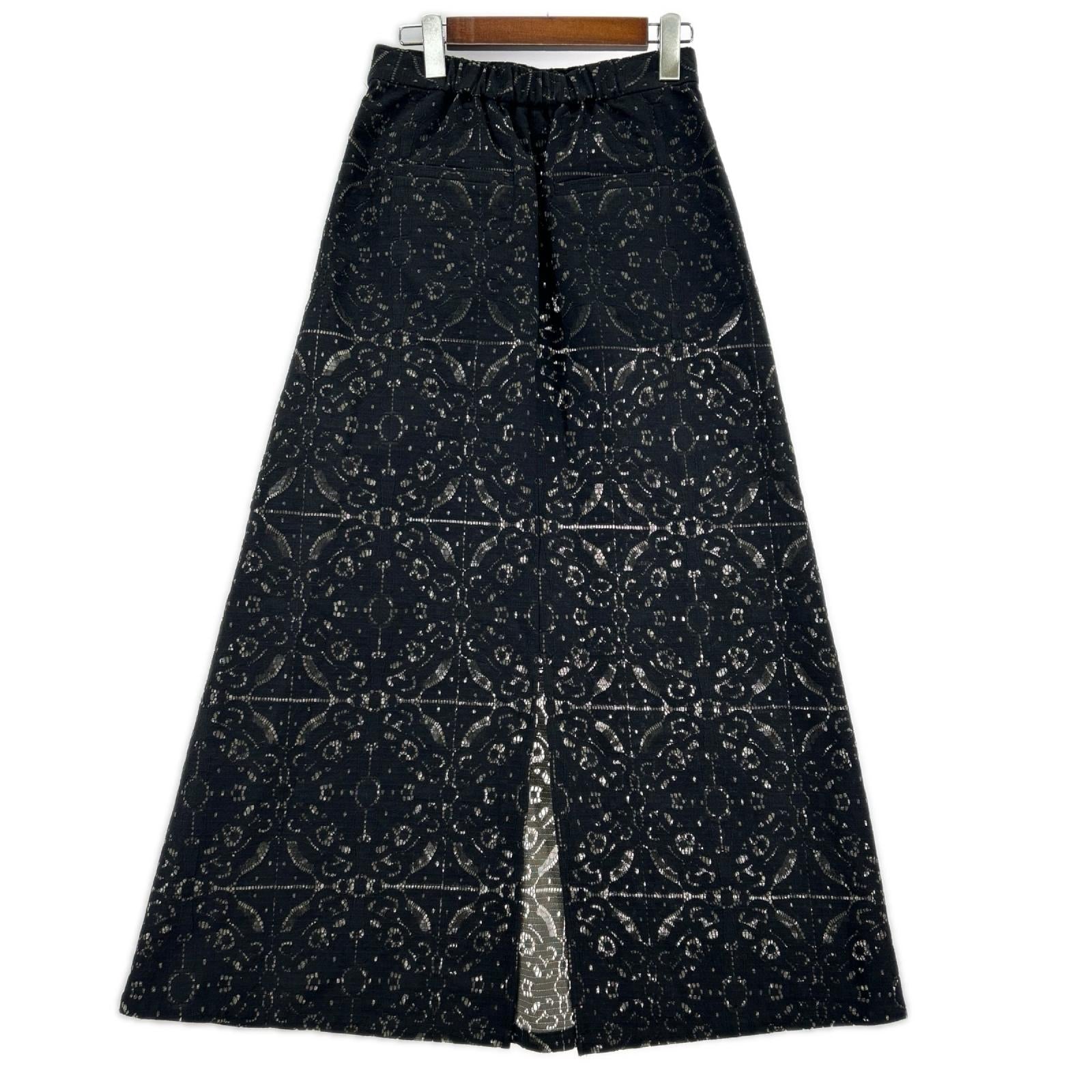 ロングスカート MODUALL LACE SKIRT/黒 M ブラック
