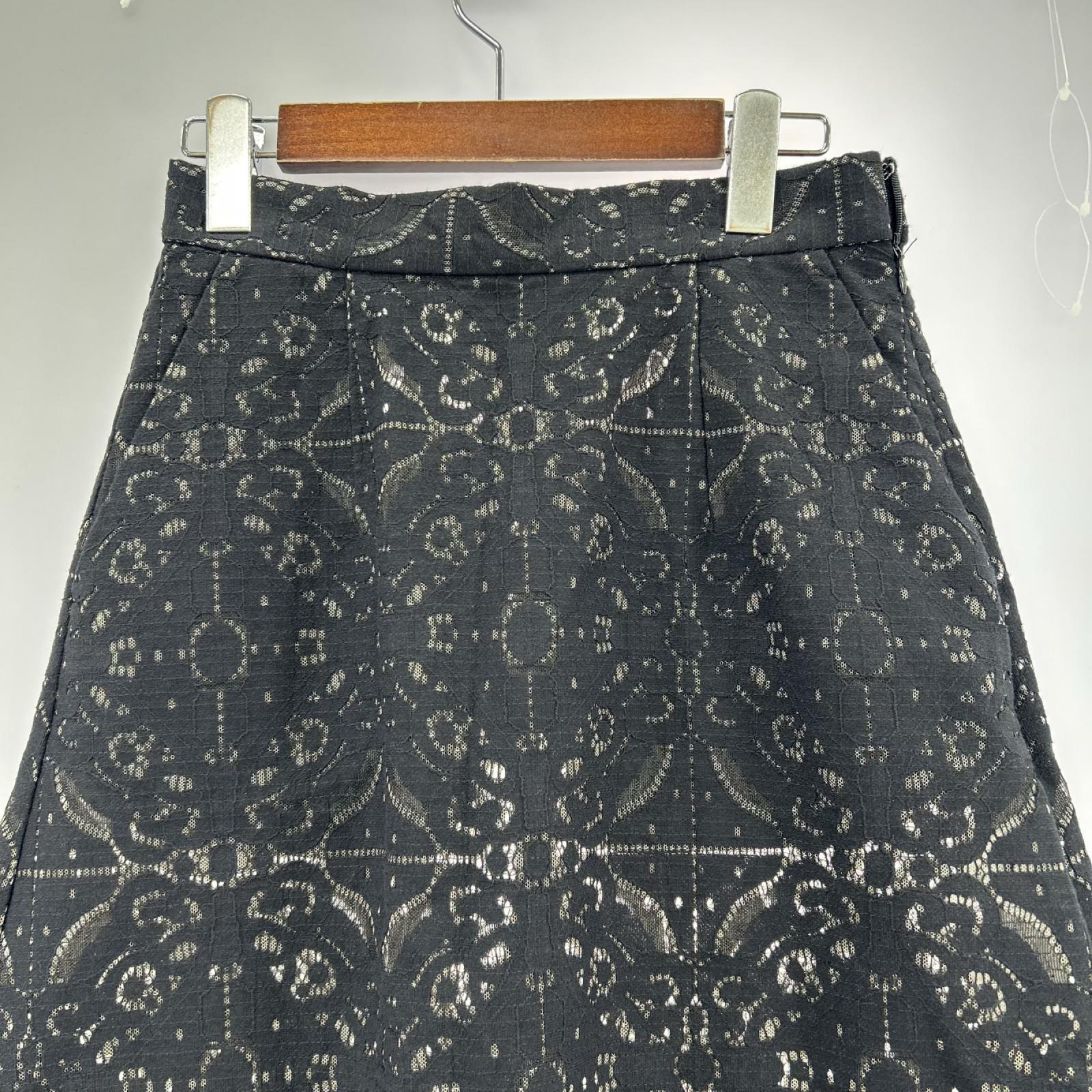 ロングスカート MODUALL LACE SKIRT/黒 M ブラック