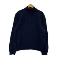 ニット LAMB WOOL ハーフジップ 紺 (LL) LL ネイビー