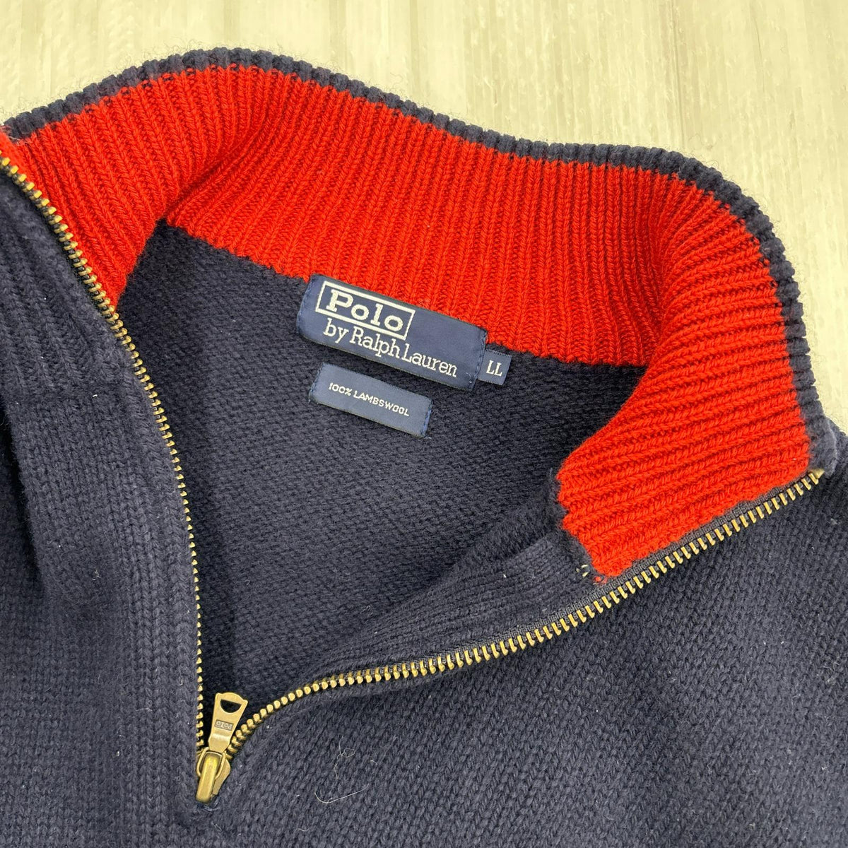 ニット LAMB WOOL ハーフジップ 紺 (LL) LL ネイビー