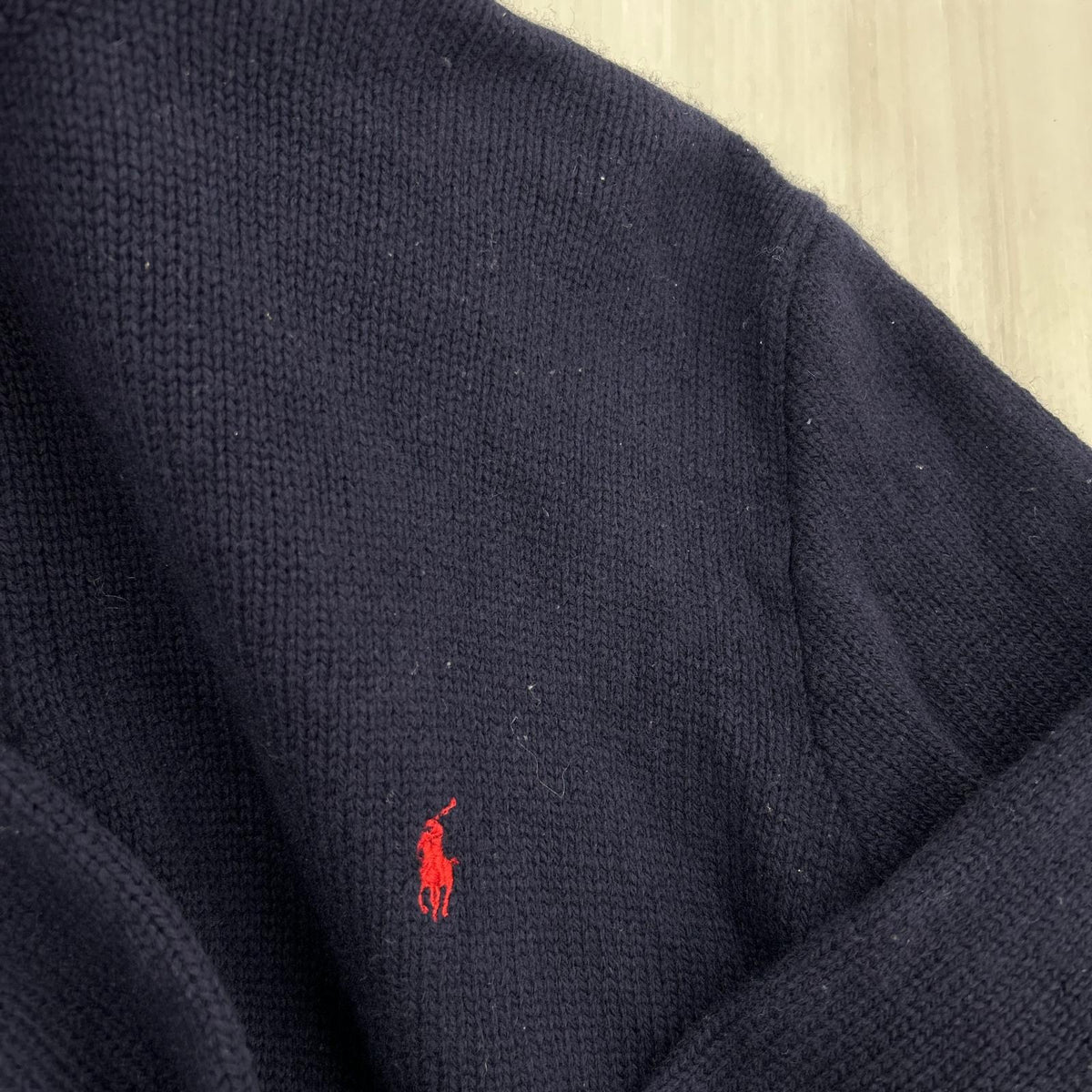 ニット LAMB WOOL ハーフジップ 紺 (LL) LL ネイビー