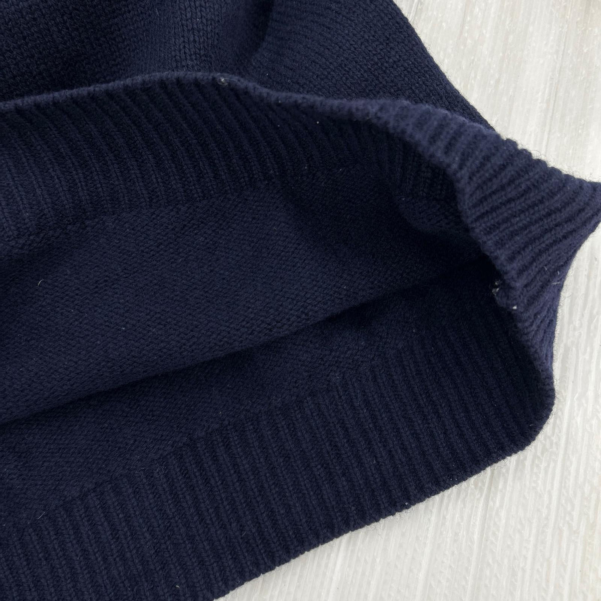ニット LAMB WOOL ハーフジップ 紺 (LL) LL ネイビー