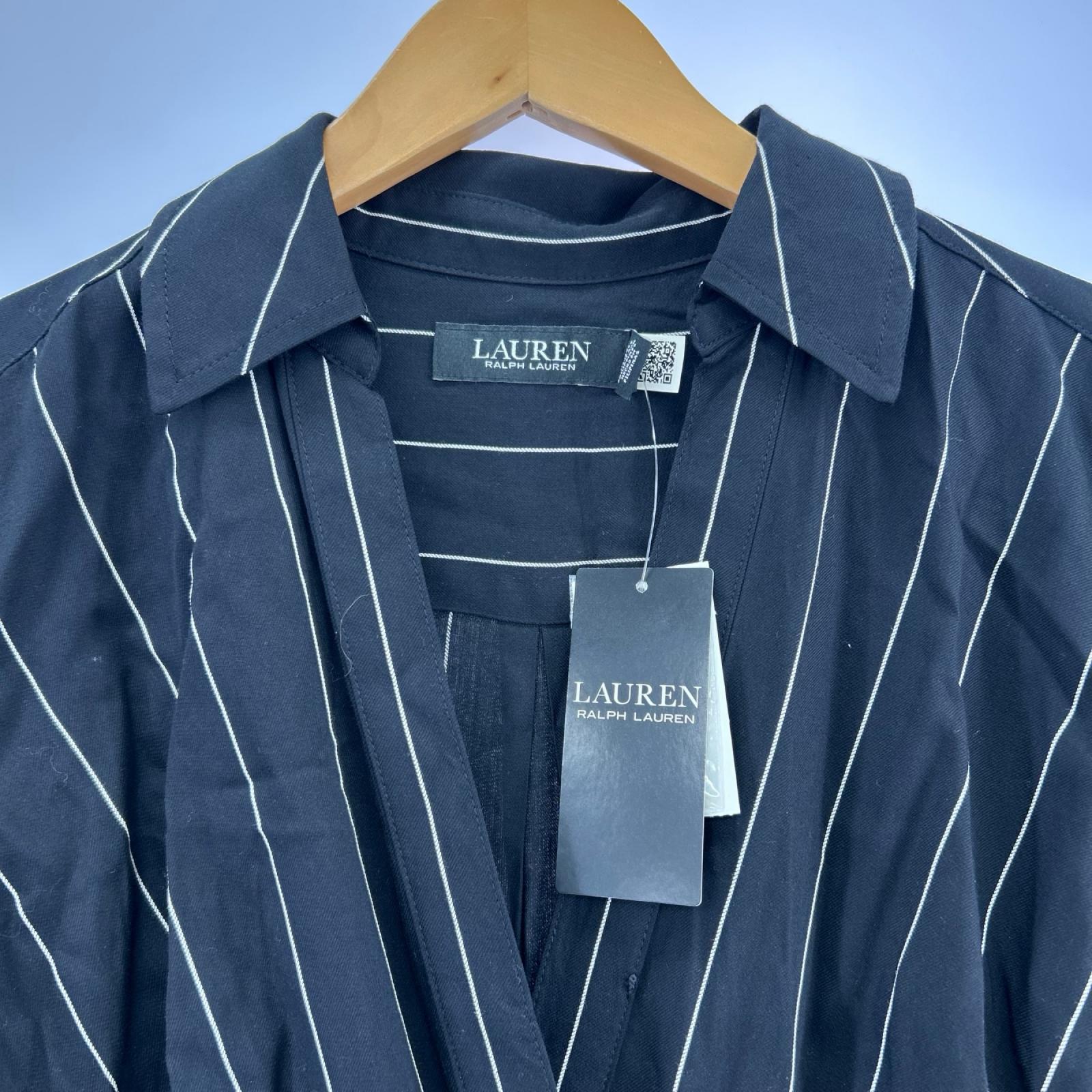 ワンピース LAUREN RALPH LAUREN/ｽﾄﾗｲﾌﾟ/黒 ブラック