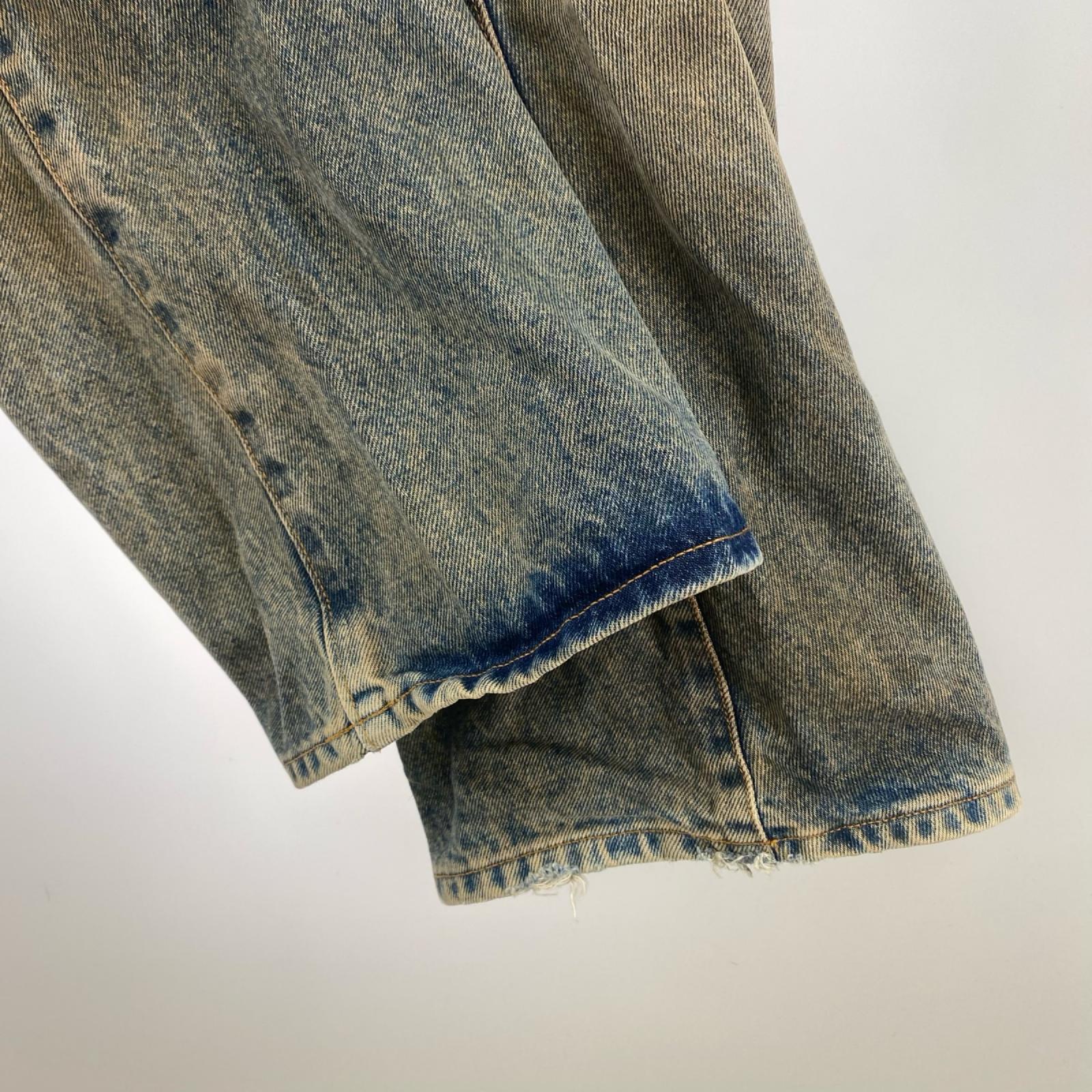 デニムパンツ 3D TWISTED WIDE LEG JEANS MUD FADED 1 1 ブルー