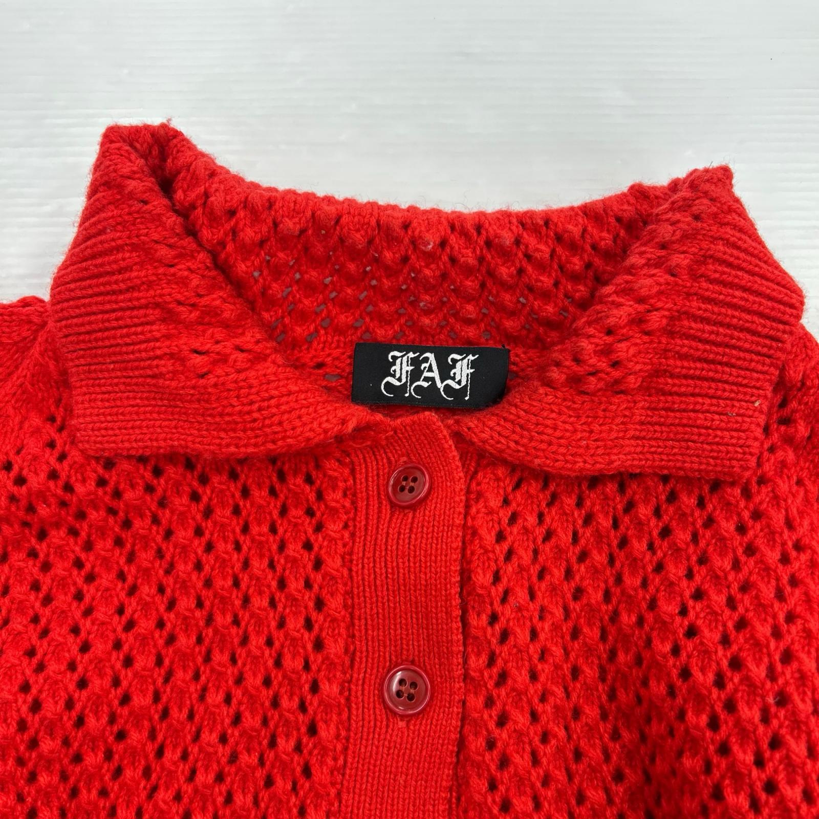ニット FAF Openwork Knit Polo Shirts 赤 2 2 レッド