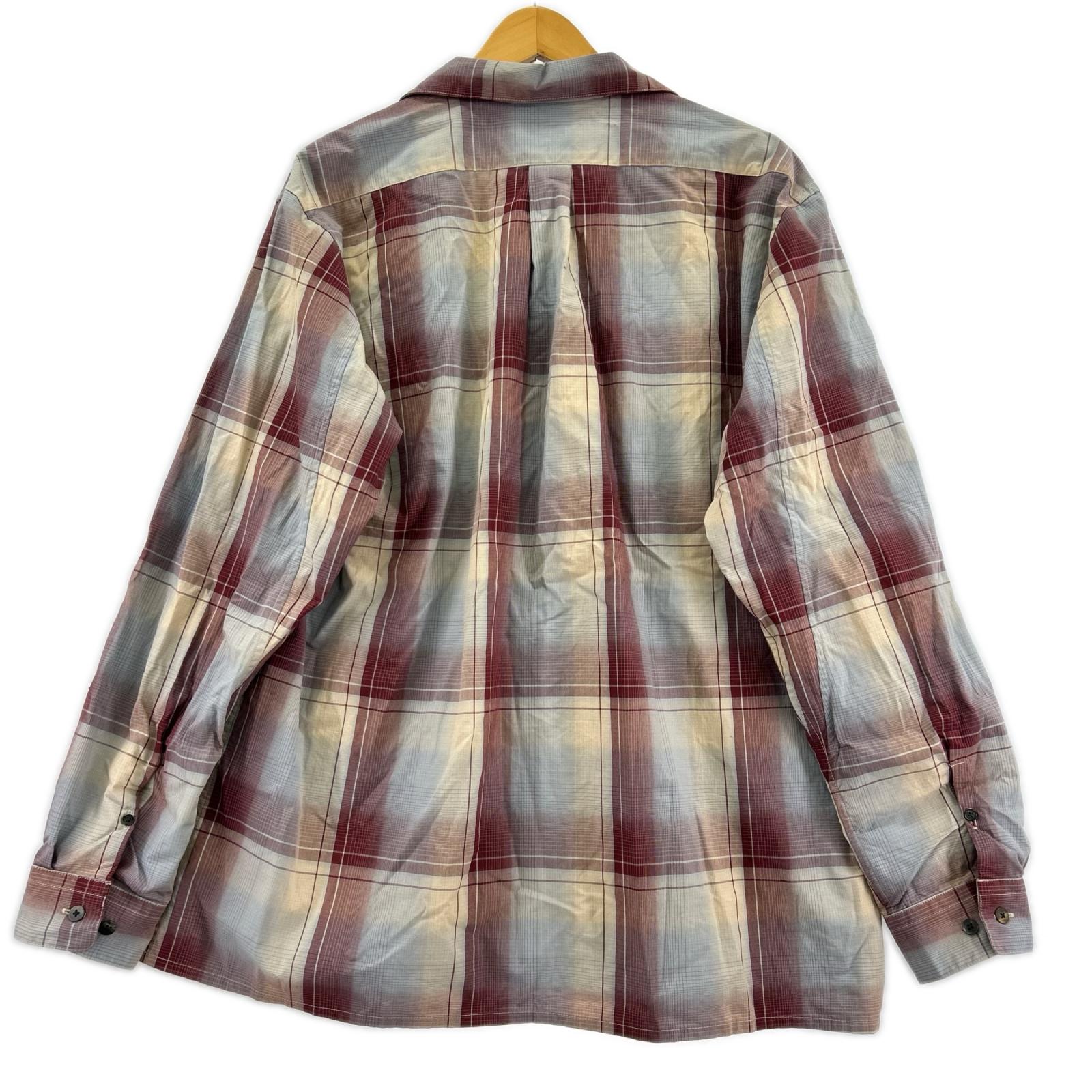 長袖シャツ OMBRE PLAID OPEN COLLAR BLOUSE 2 2 レッド