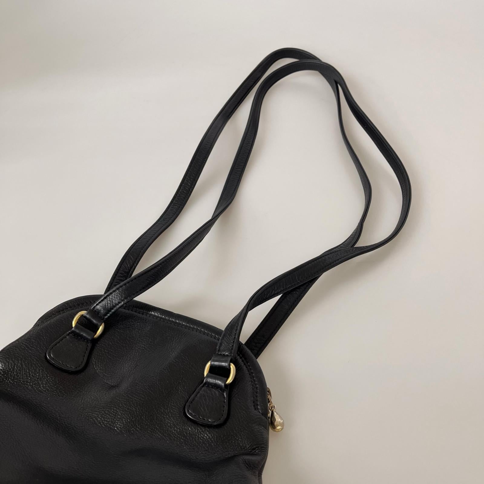 ショルダーバッグ ﾛﾝｸﾞﾊﾝﾄﾞﾙ ｼｮﾙﾀﾞｰﾊﾞｯｸﾞ ﾚｻﾞｰ 黒 ブラック