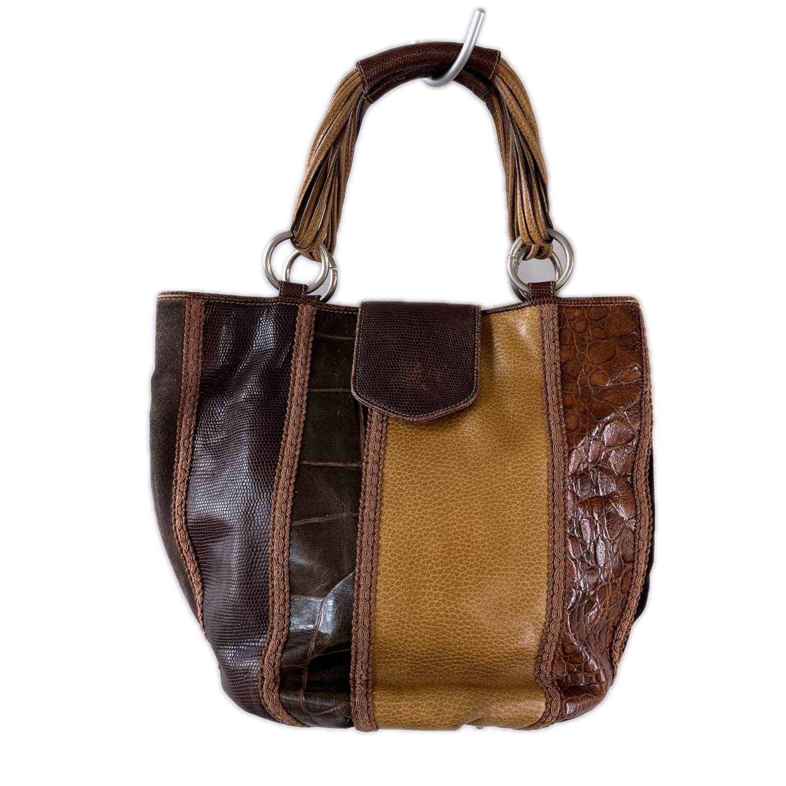 ハンドバッグ roberto ricci ｳﾞｨﾝﾃｰｼﾞ ﾊﾟｯﾁﾜｰｸﾊﾞｯｸﾞ ブラウン