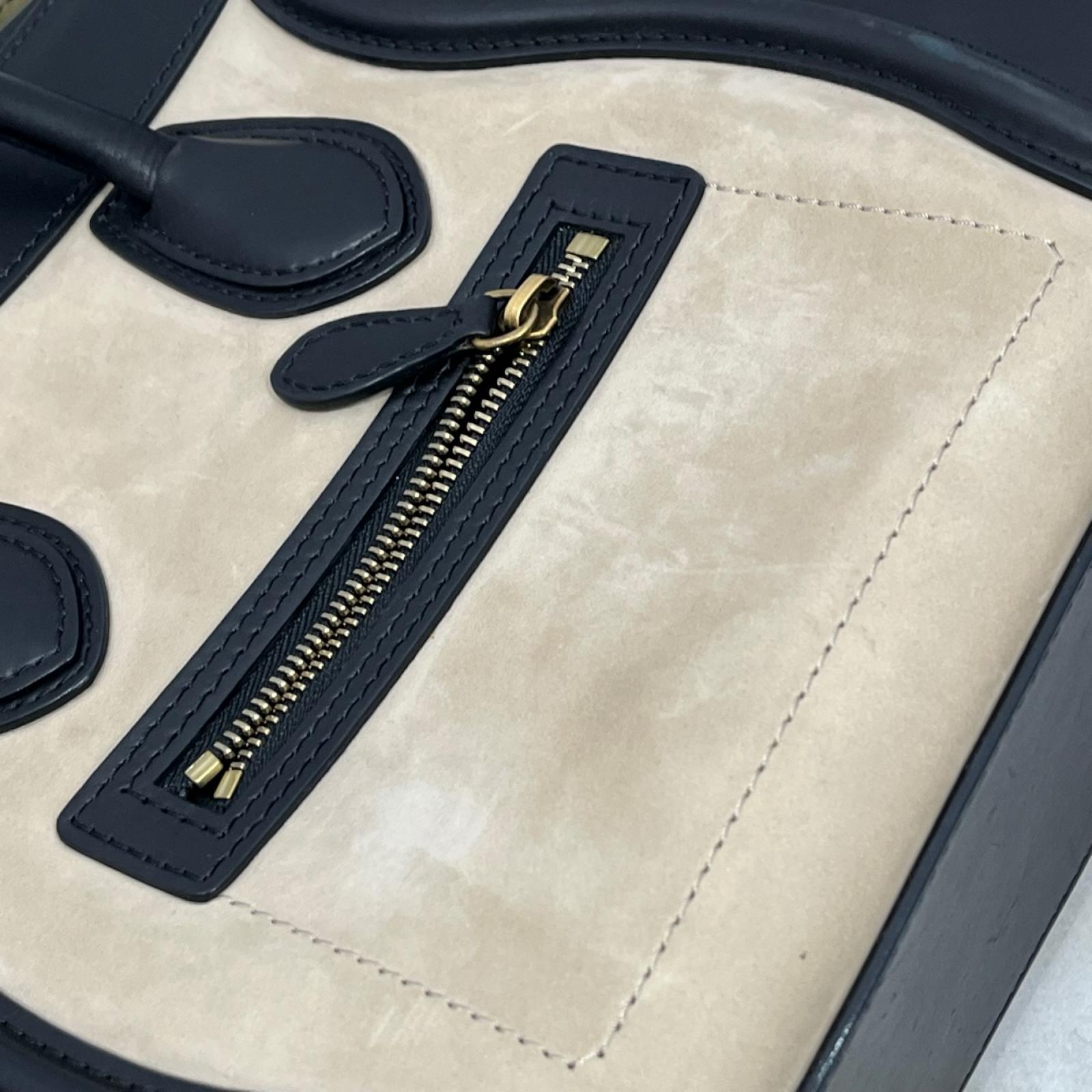 CELINE/ラゲージ ミニショッパー/ブラック×ベージュ