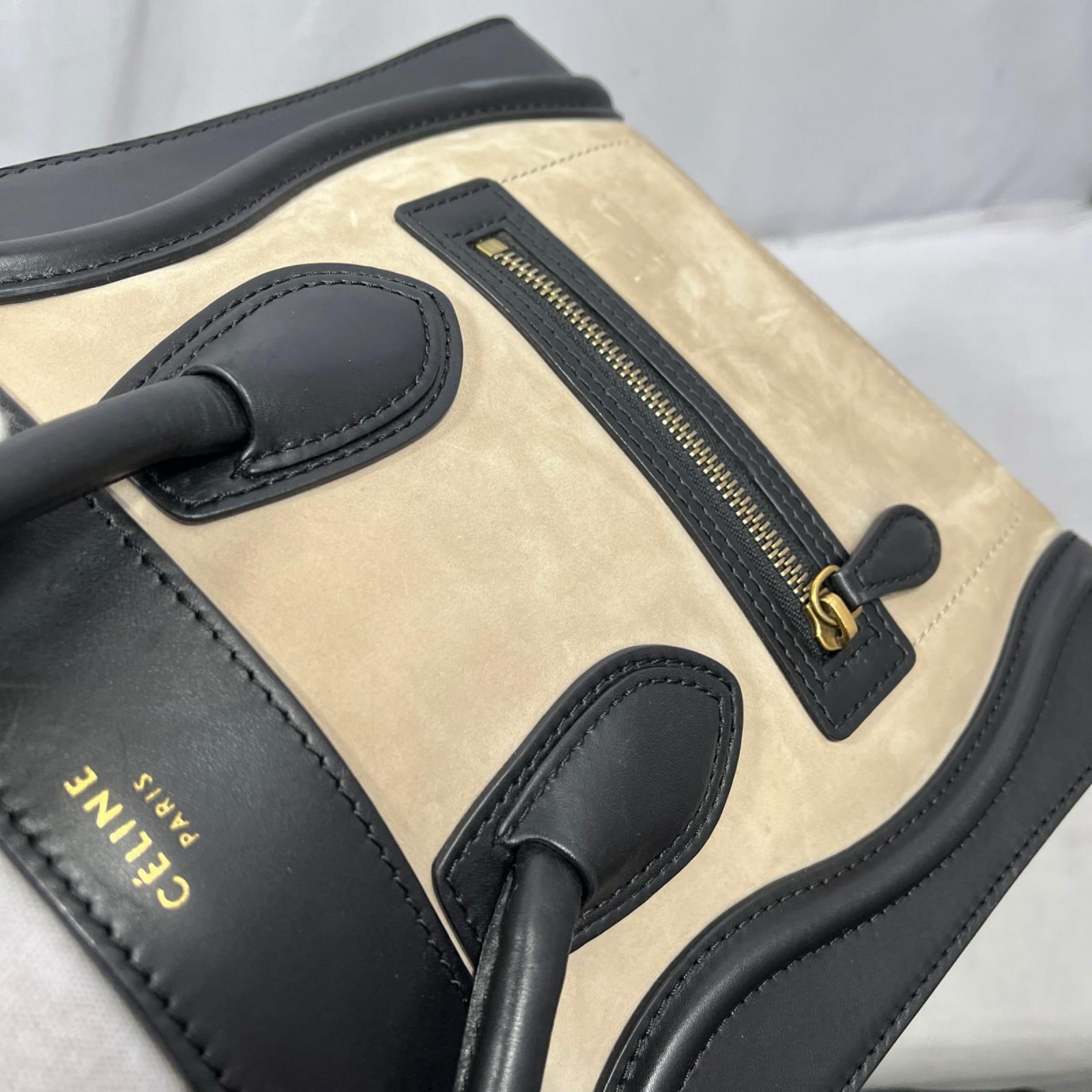 CELINE/ラゲージ ミニショッパー/ブラック×ベージュ