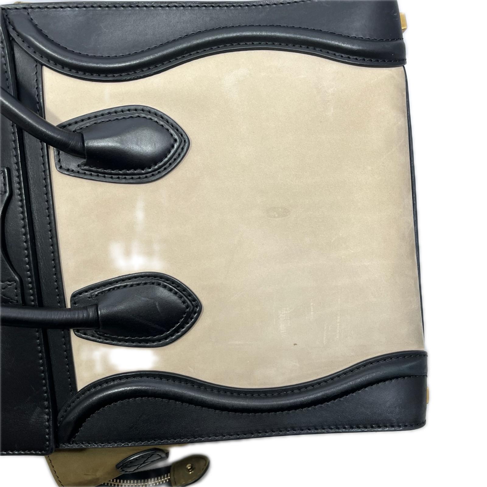 CELINE/ラゲージ ミニショッパー/ブラック×ベージュ