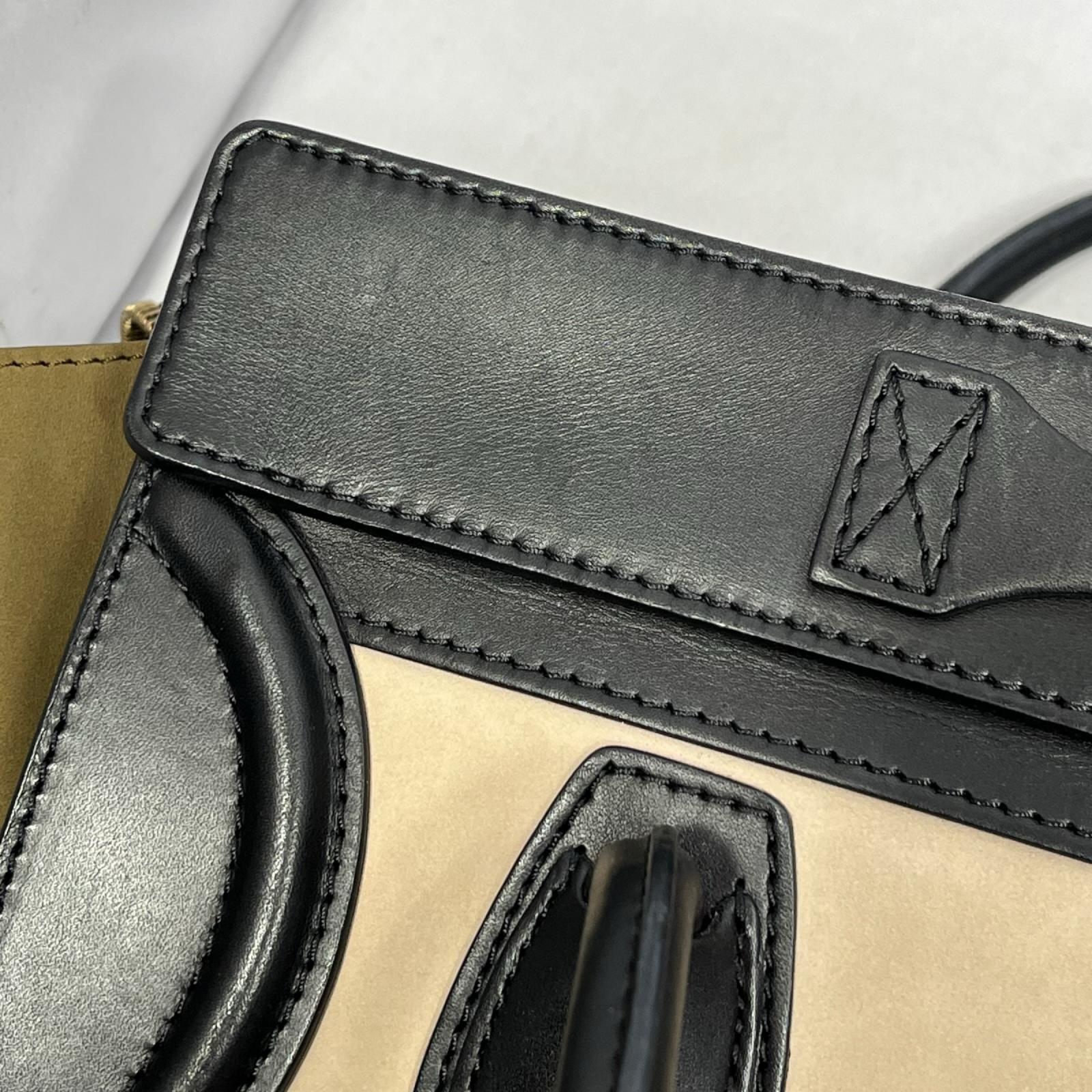 CELINE/ラゲージ ミニショッパー/ブラック×ベージュ