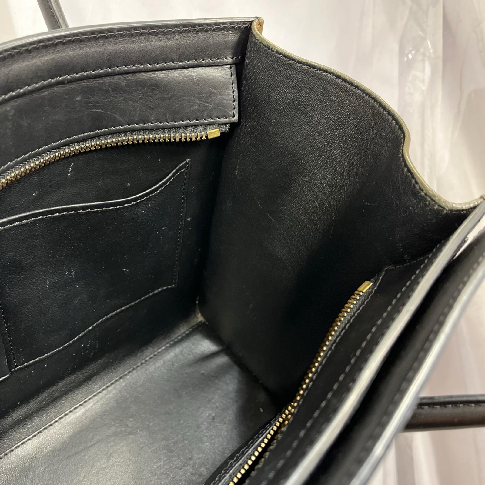 CELINE/ラゲージ ミニショッパー/ブラック×ベージュ