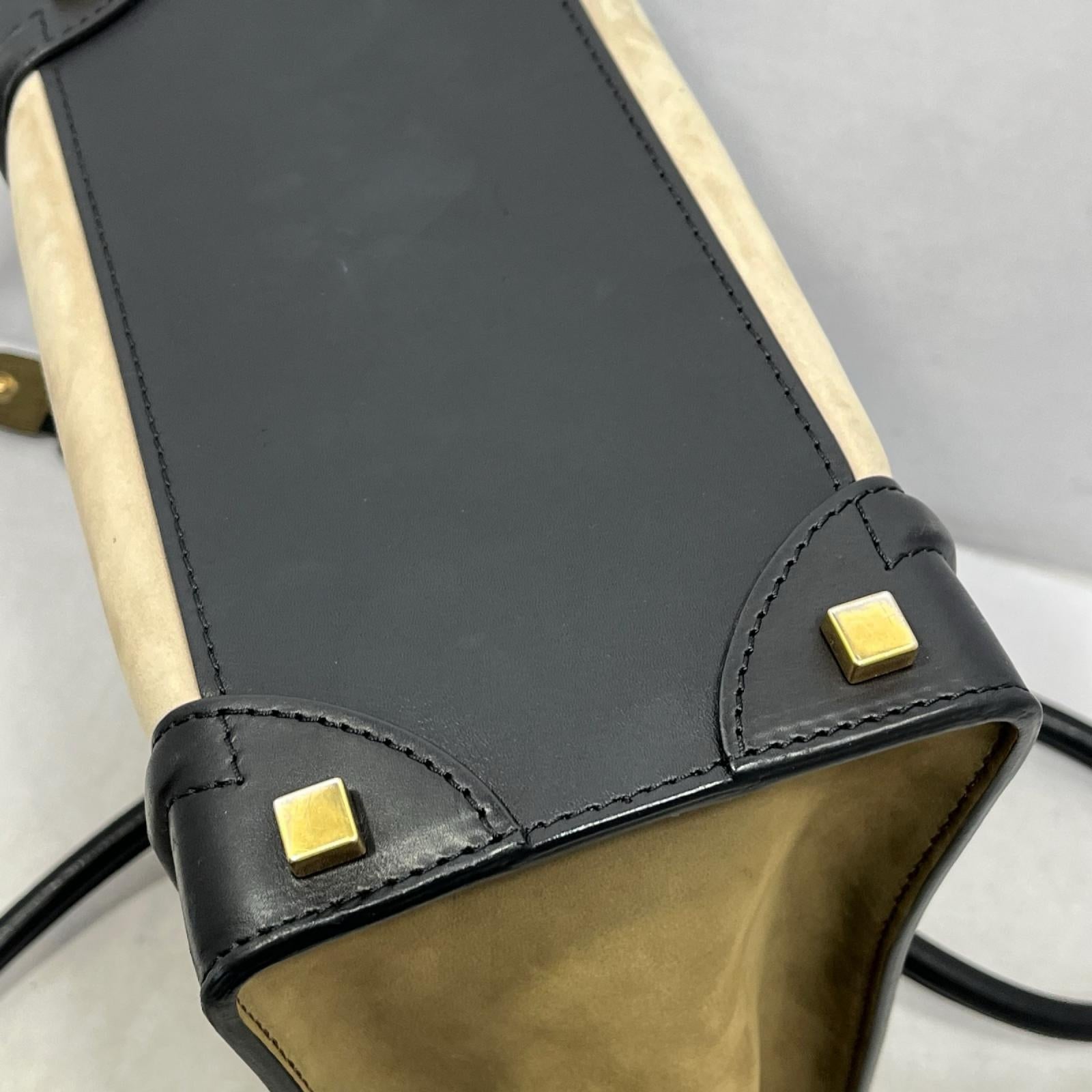 CELINE/ラゲージ ミニショッパー/ブラック×ベージュ