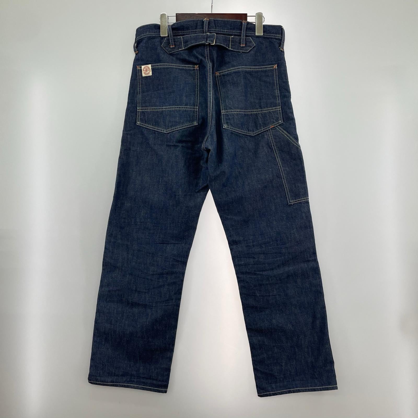 デニムパンツ 10.5oz ダブルニー シンチバック W34 32 ネイビー
