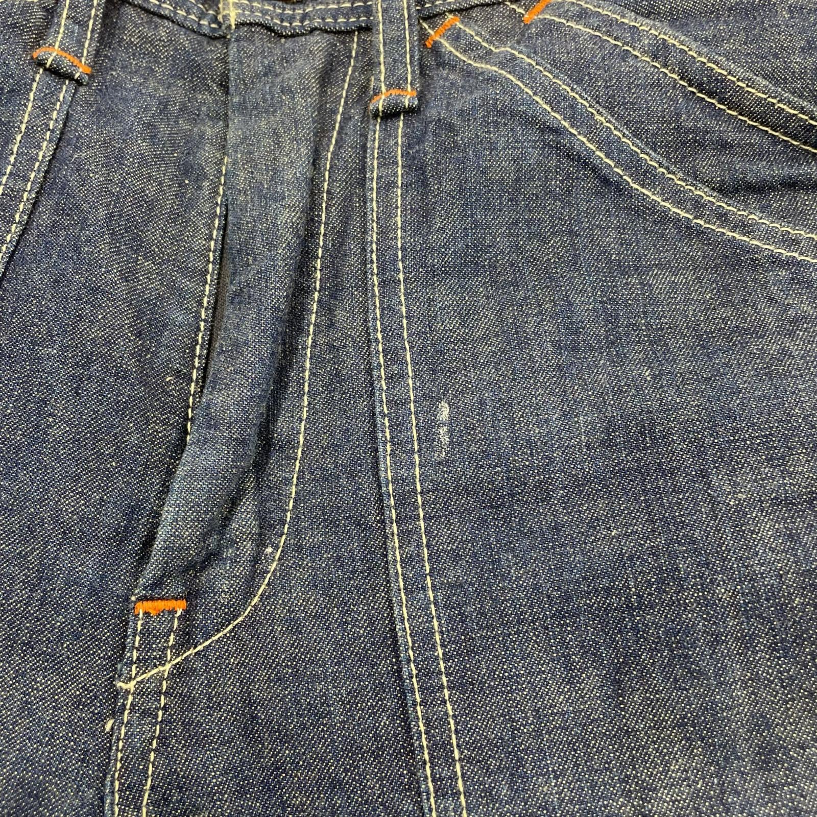 デニムパンツ 10.5oz ダブルニー シンチバック W34 32 ネイビー
