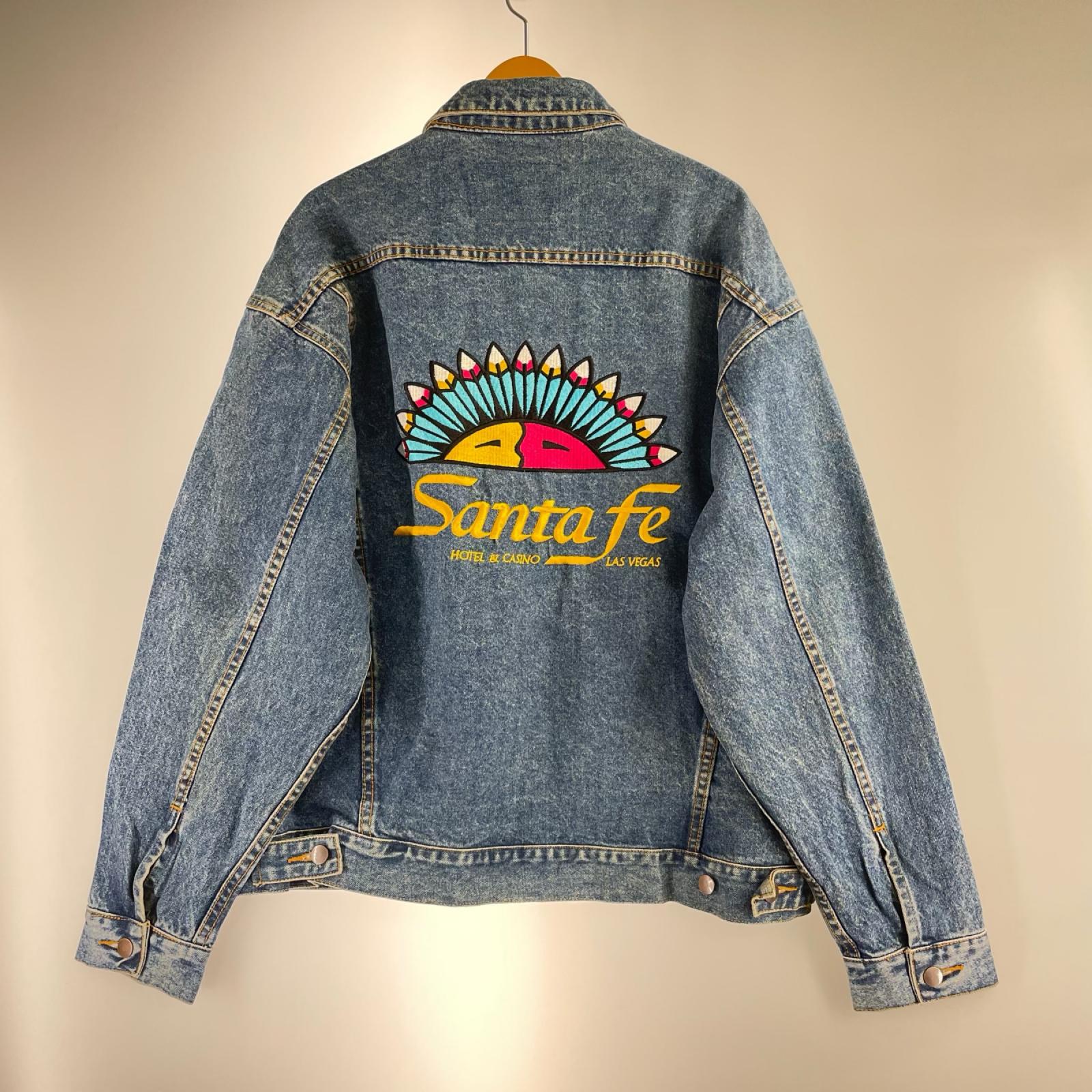 デニムジャケット Santafe刺繍 ﾄﾗｯｶｰｼﾞｬｹｯﾄ ｻｯｸｽ L