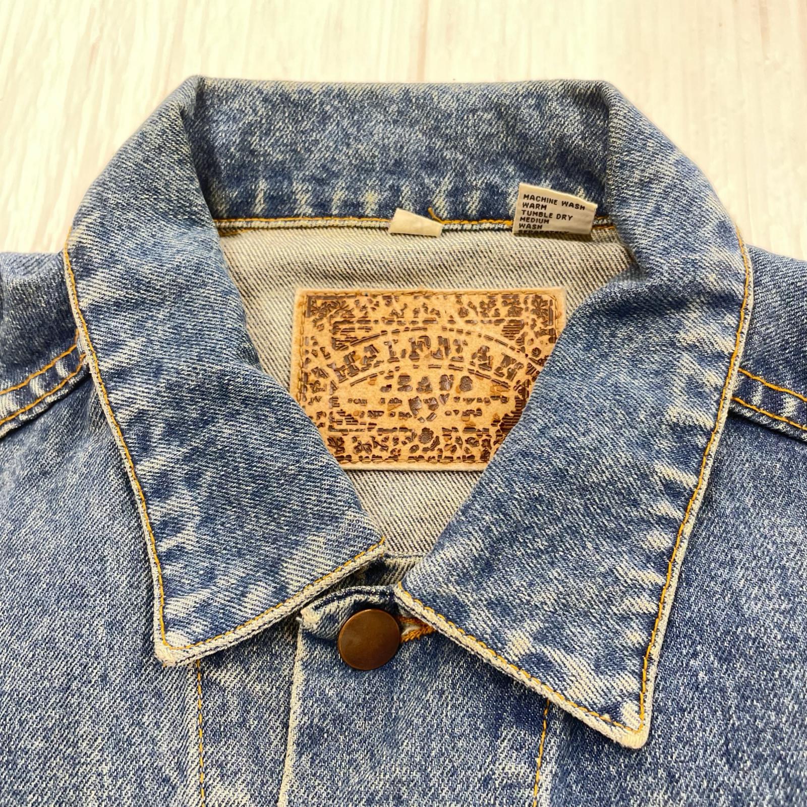 デニムジャケット Santafe刺繍 ﾄﾗｯｶｰｼﾞｬｹｯﾄ ｻｯｸｽ L