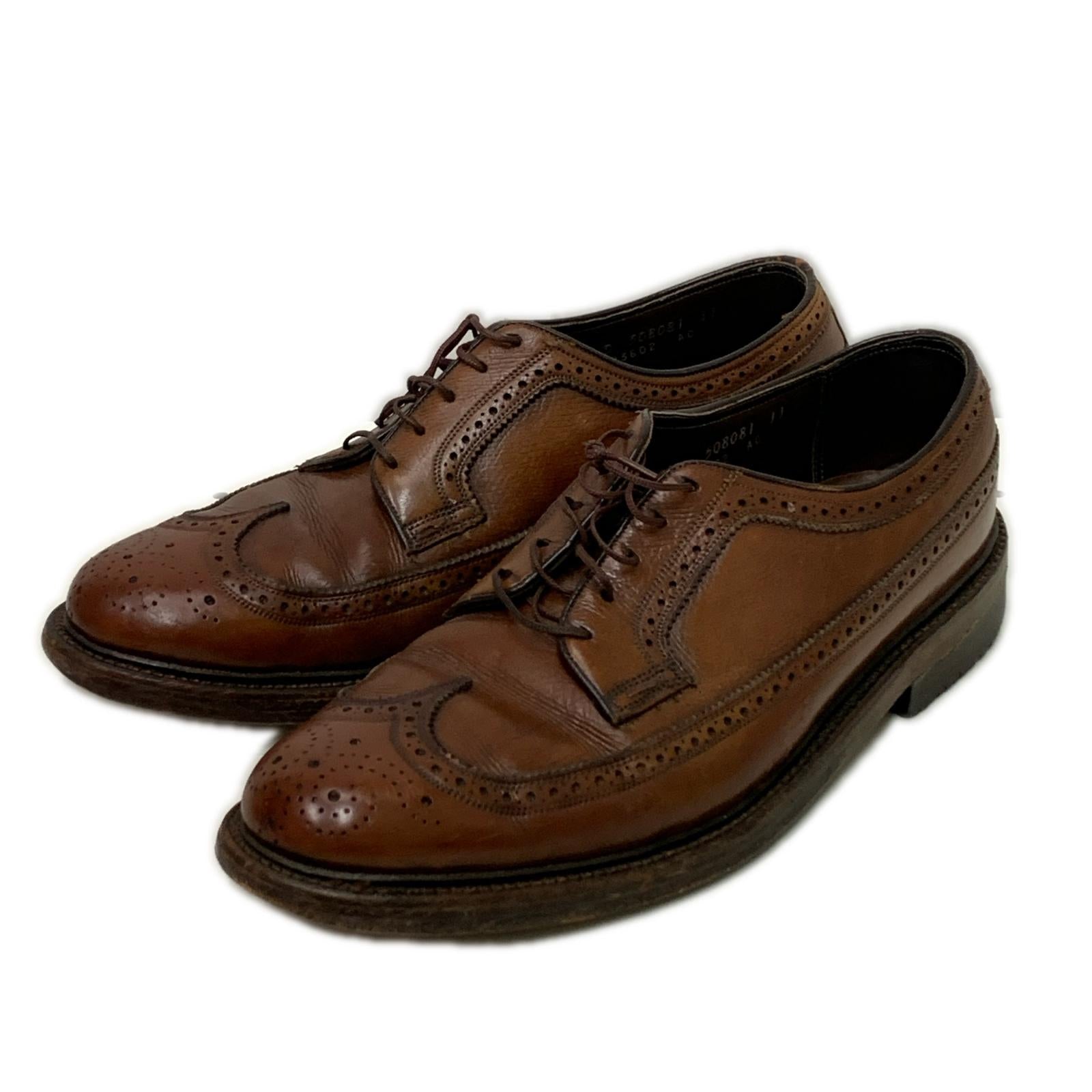 ローファー 70s Florsheim ウイングチップ シューズ size 10D 28cm (US10 UK9 1/2 EU46) ブラウン