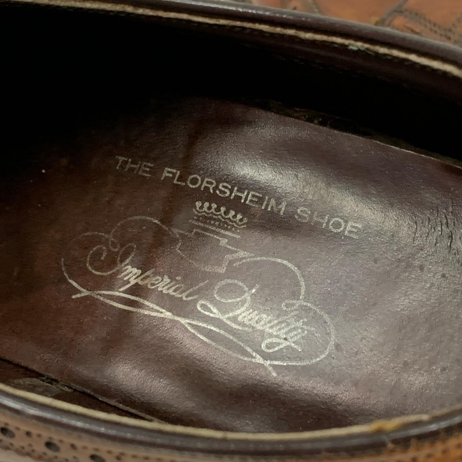 ローファー 70s Florsheim ウイングチップ シューズ size 10D 28cm (US10 UK9 1/2 EU46) ブラウン