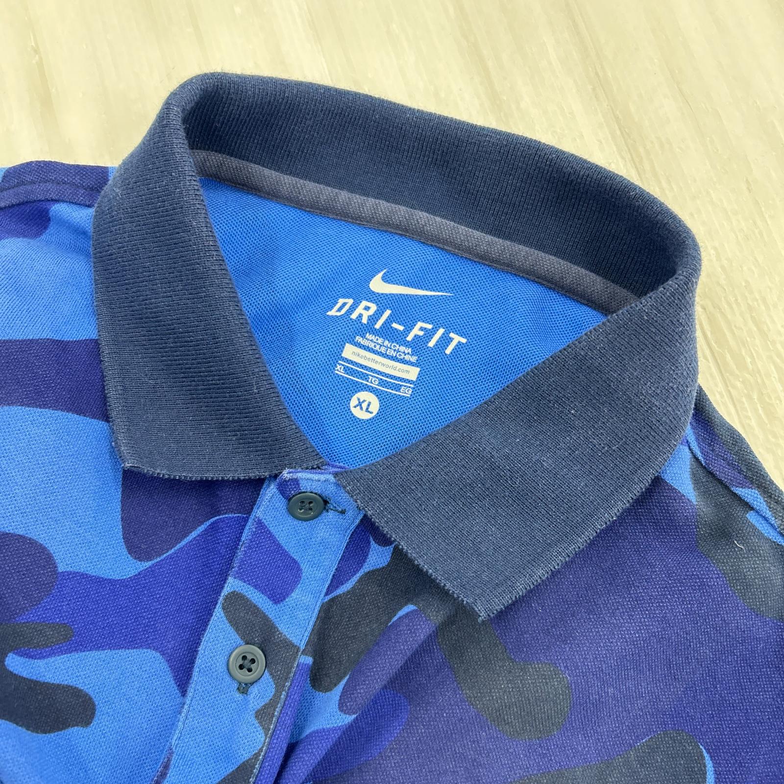 ポロシャツ NIKE カモ柄 S/Sポロ 青 XL
