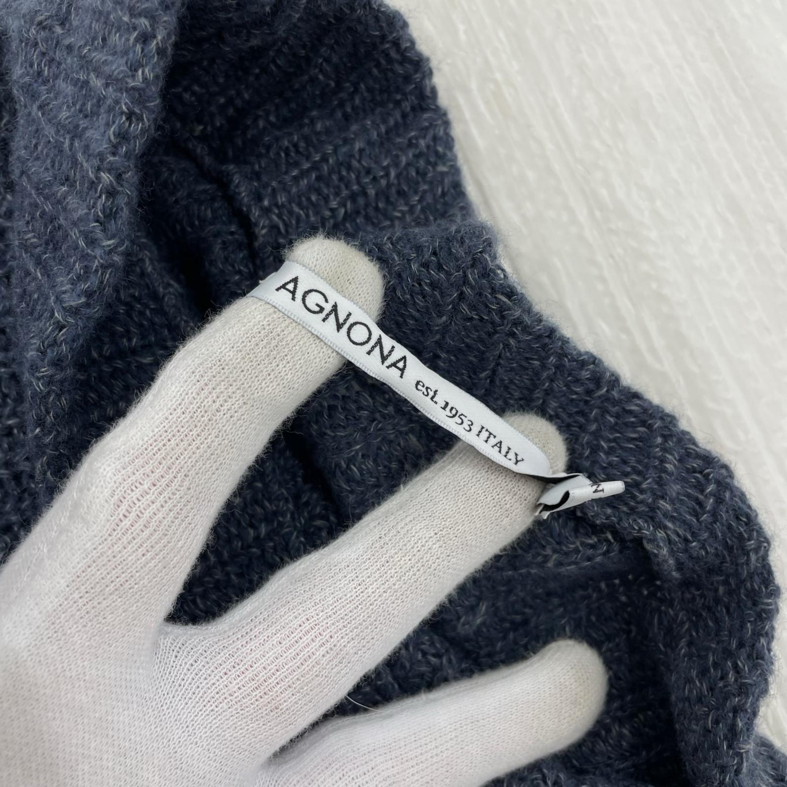 ニット AGNONA ｶｼﾐﾔﾘﾈﾝ 変形ﾆｯﾄ M ﾈｲﾋﾞｰ M