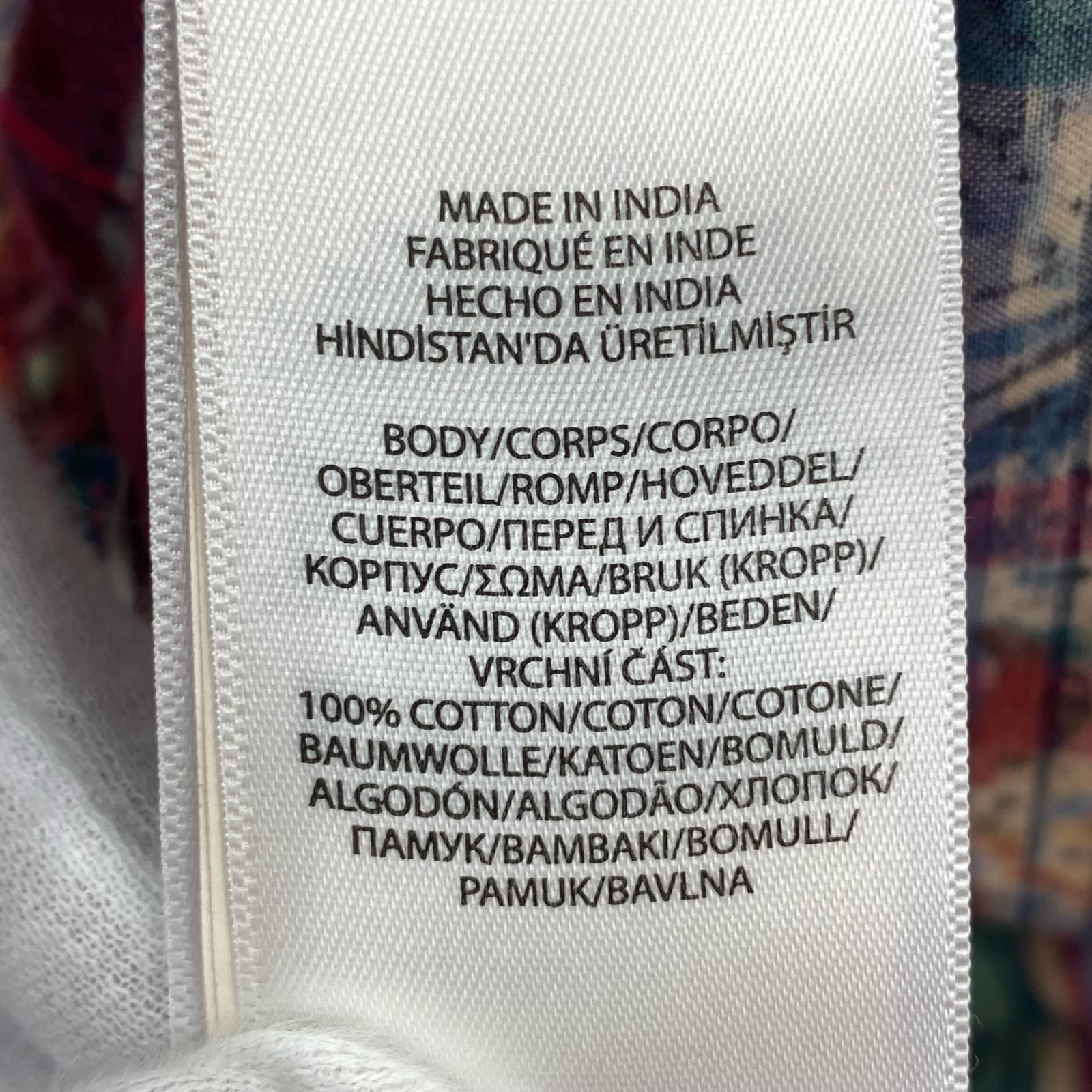 半袖シャツ Indian Madras 花柄ﾏﾄﾞﾗｽﾁｪｯｸｼｬﾂ L