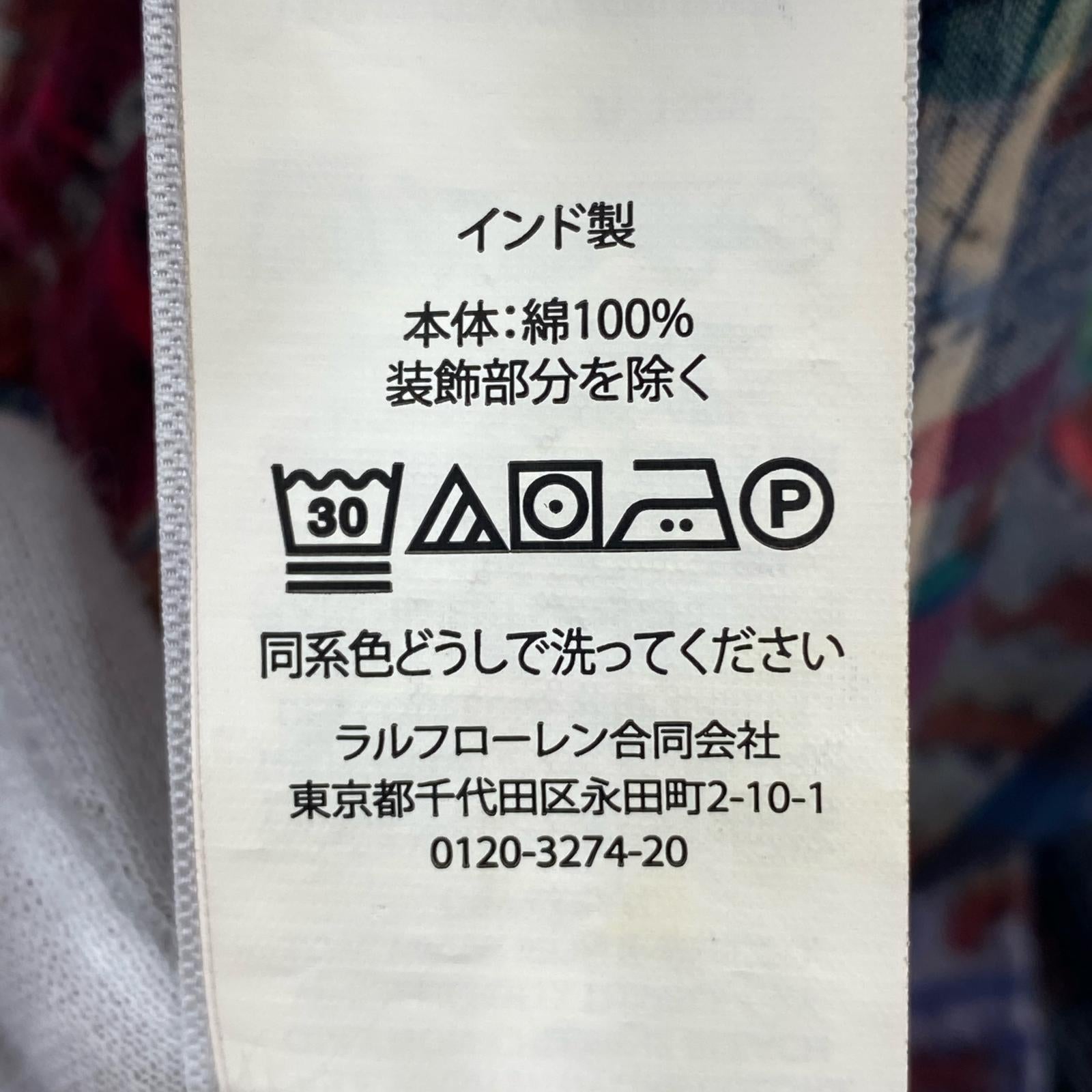 半袖シャツ Indian Madras 花柄ﾏﾄﾞﾗｽﾁｪｯｸｼｬﾂ L