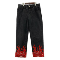 デニムパンツ JADED LONDON 裾フレイム パンツ 黒 Ｗ34 34 ブラック