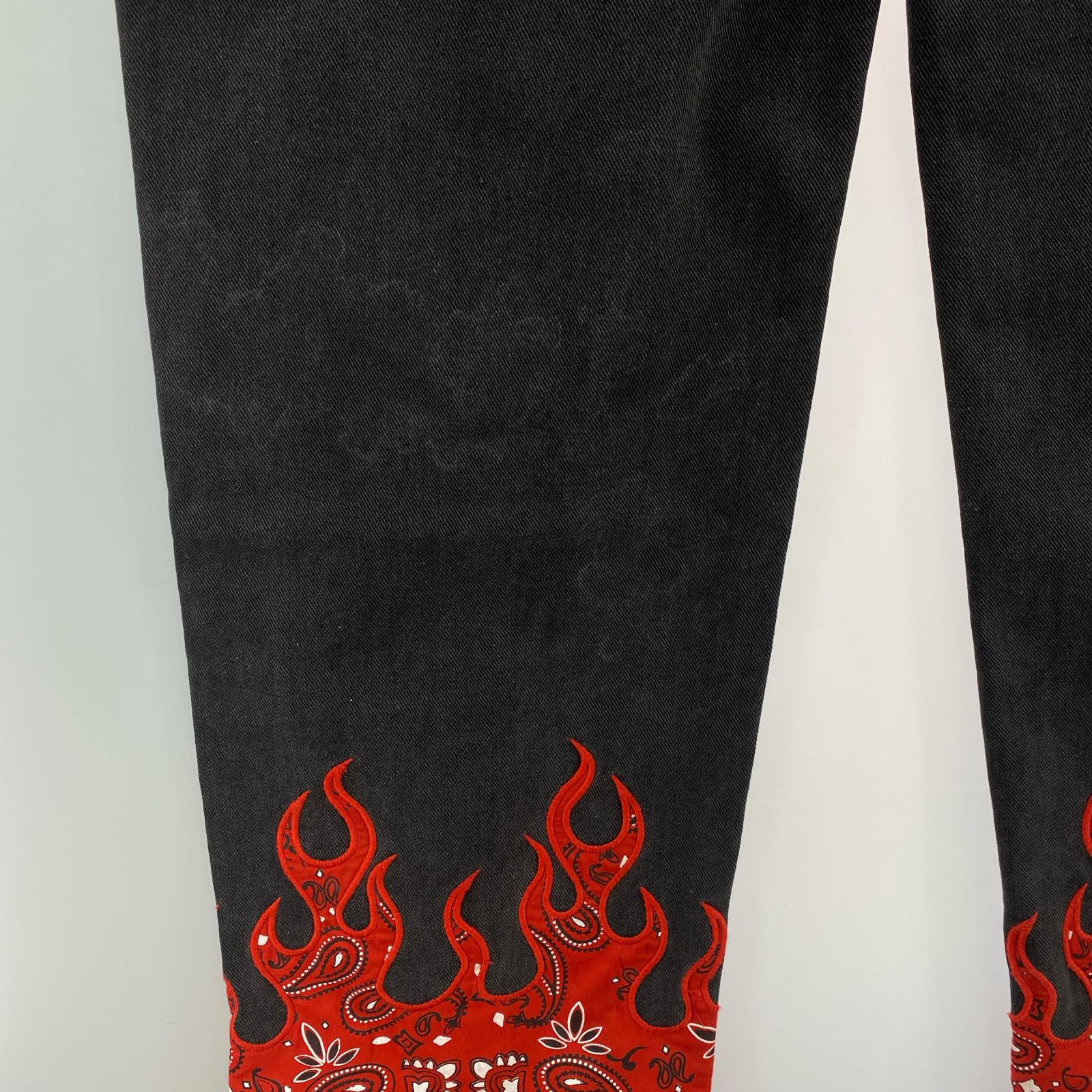 デニムパンツ JADED LONDON 裾フレイム パンツ 黒 Ｗ34 34 ブラック
