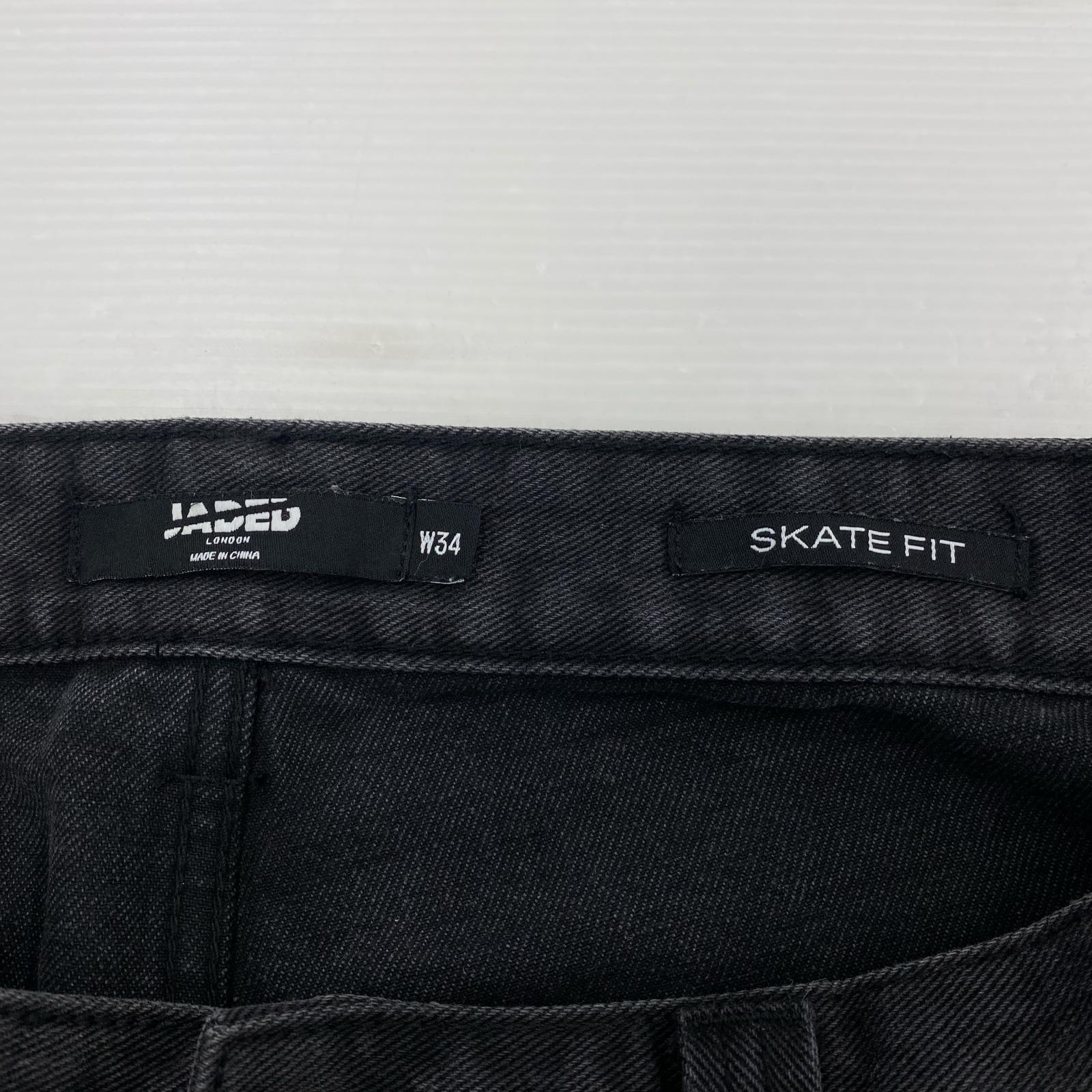 デニムパンツ JADED LONDON 裾フレイム パンツ 黒 Ｗ34 34 ブラック