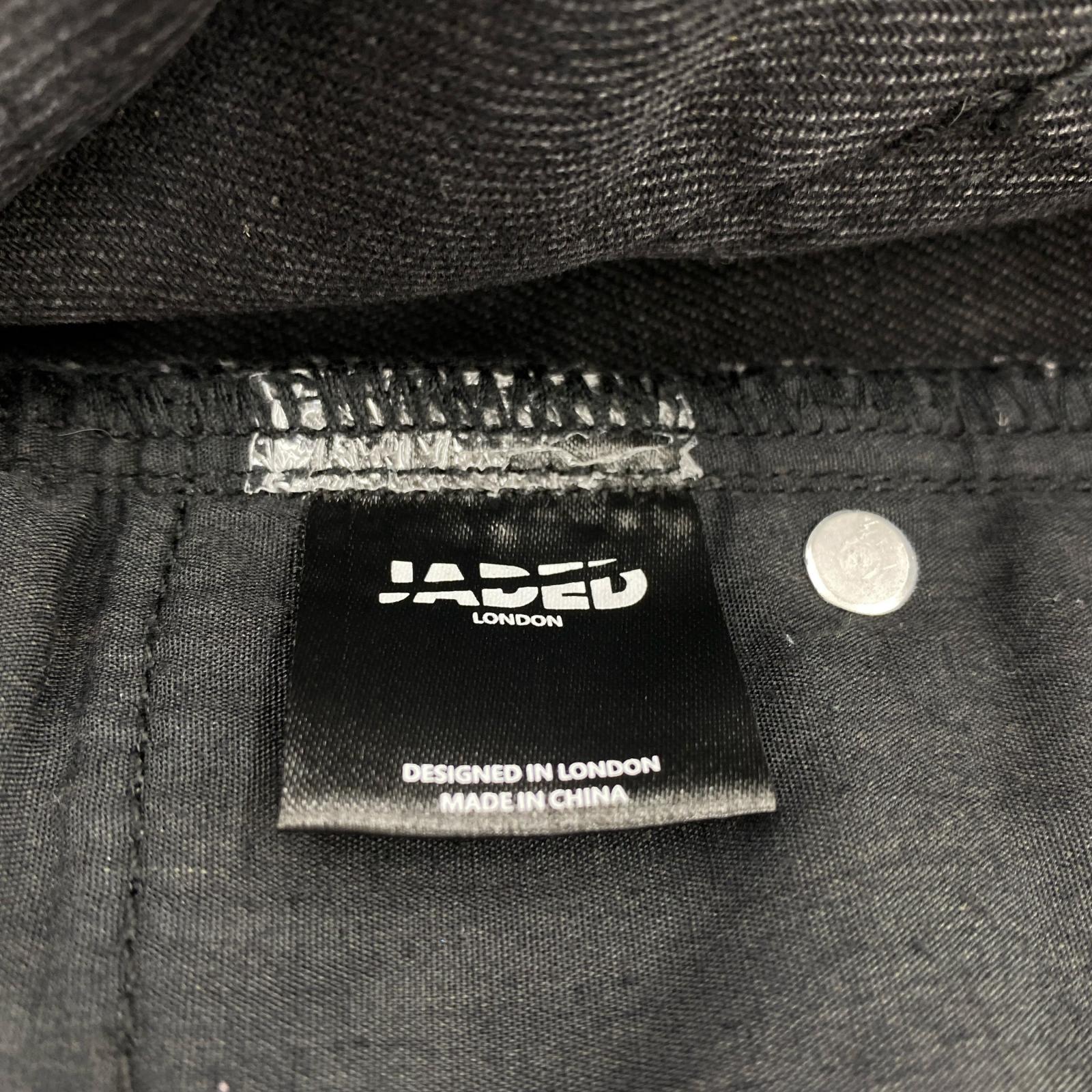 デニムパンツ JADED LONDON 裾フレイム パンツ 黒 Ｗ34 34 ブラック