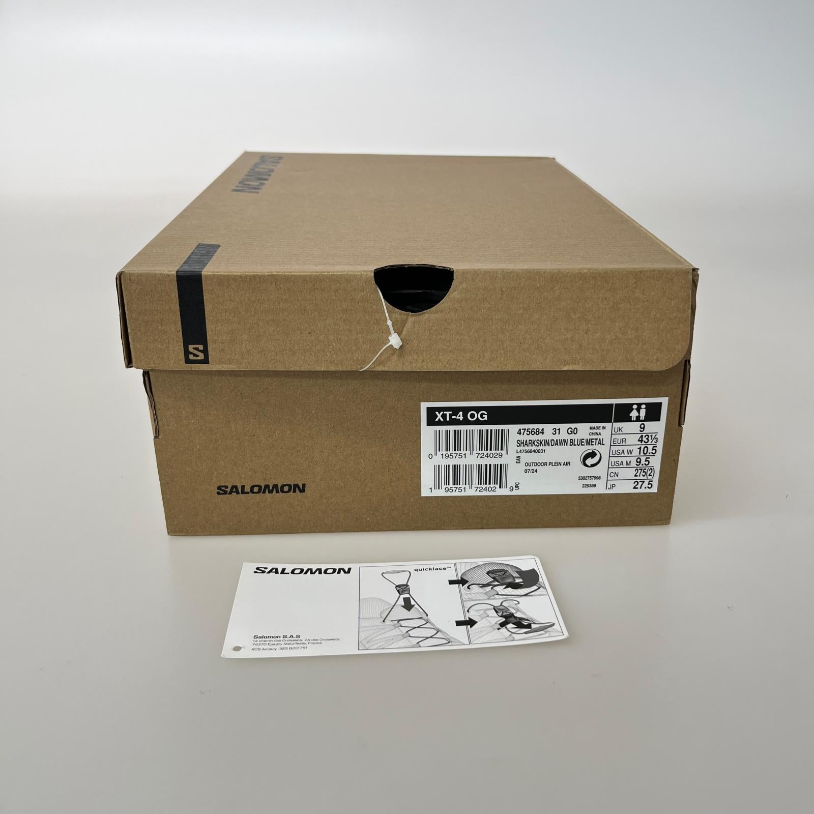 スニーカー SALOMON XT-4 OG トレイルランイング 27.5 シルバー 27.5cm (US9 1/2 UK9 EU45) シルバー