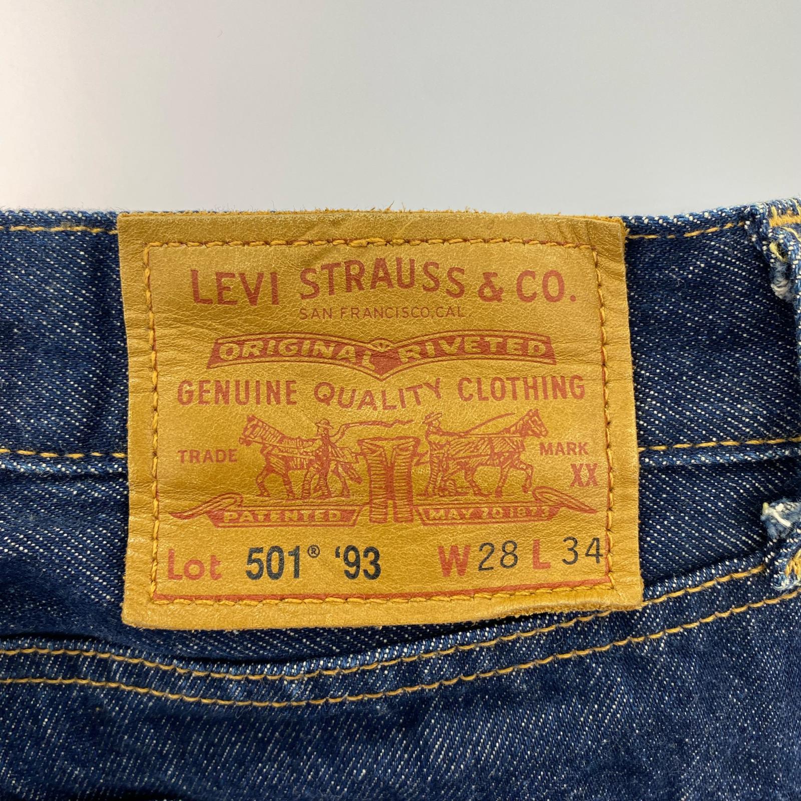 デニムパンツ LEVI'S 501 93復刻 ｾﾙﾋﾞｯﾁ 28 ネイビー
