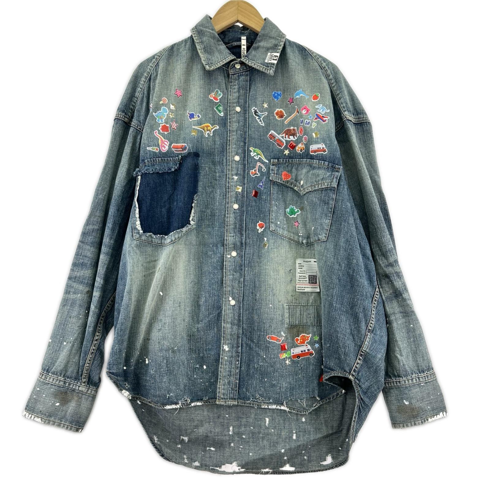 長袖シャツ MIHARA YASUHIRO Kids Sticker Printed Denim Shirt デニムシャツ 46 インディゴ