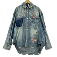 長袖シャツ MIHARA YASUHIRO Kids Sticker Printed Denim Shirt デニムシャツ 46 インディゴ