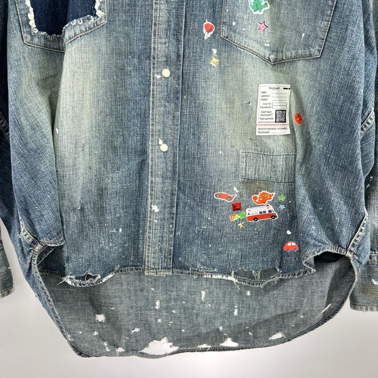 長袖シャツ MIHARA YASUHIRO Kids Sticker Printed Denim Shirt デニムシャツ 46 インディゴ