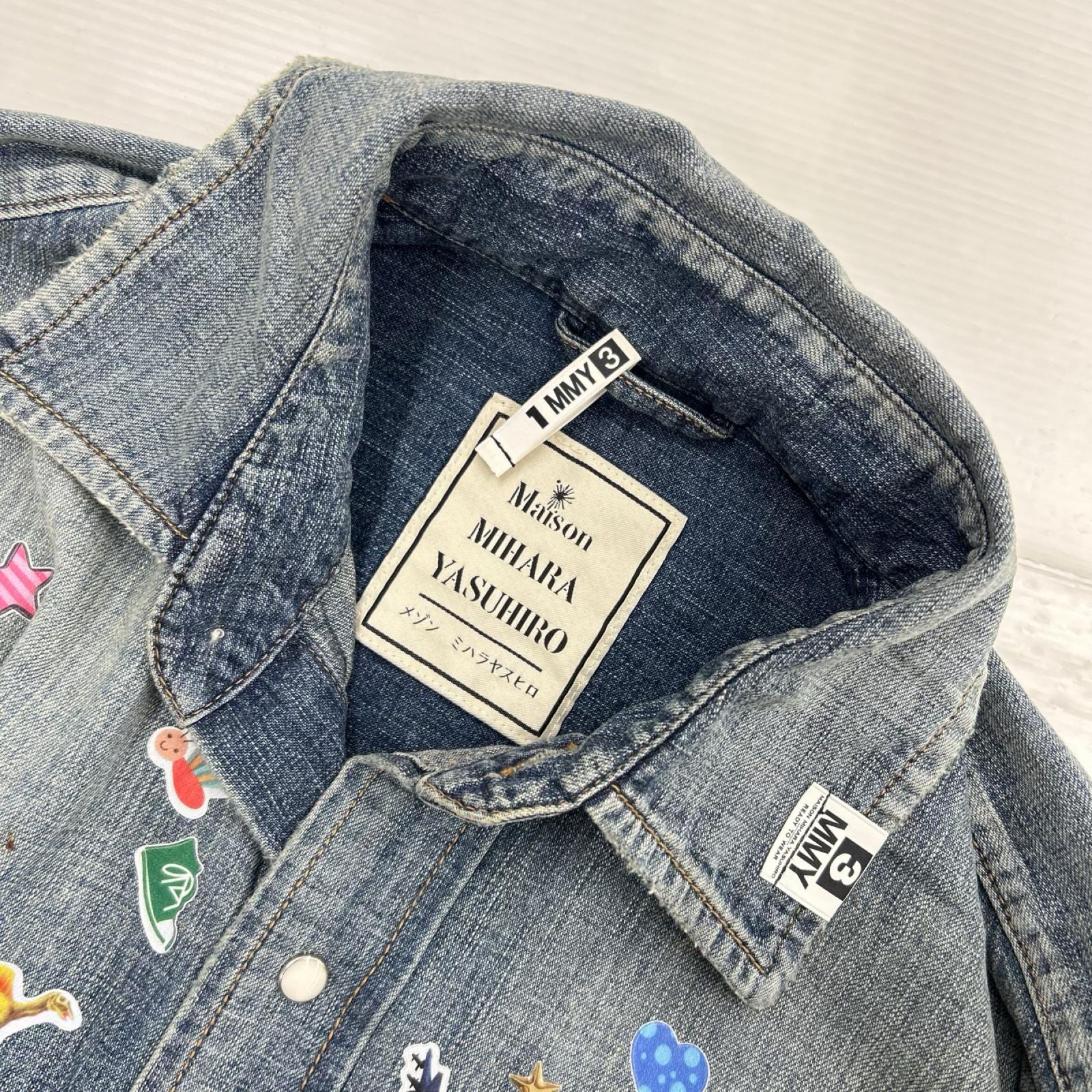 長袖シャツ MIHARA YASUHIRO Kids Sticker Printed Denim Shirt デニムシャツ 46 インディゴ