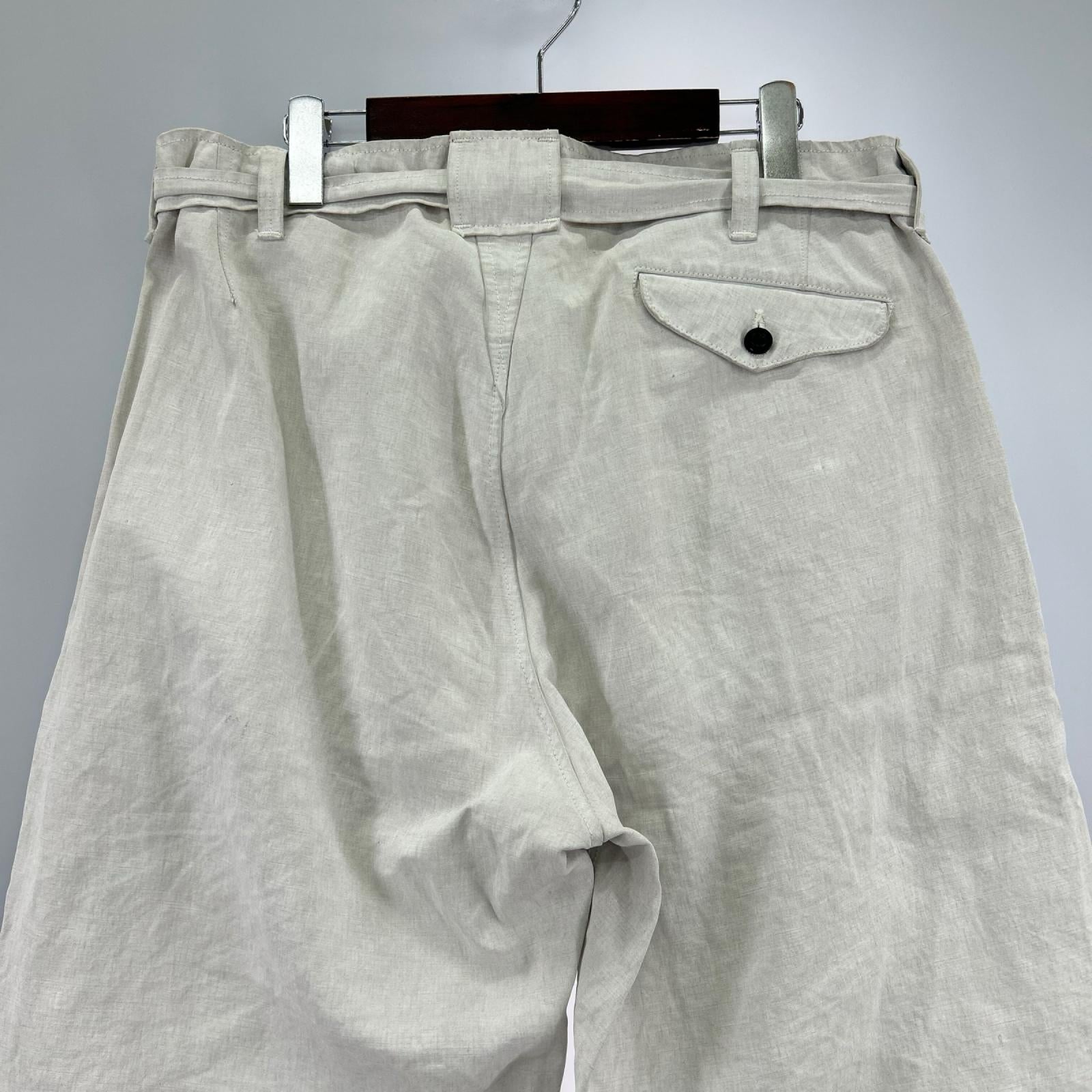 パンツ OUTIL リネンベルテッドパンツ ホワイト