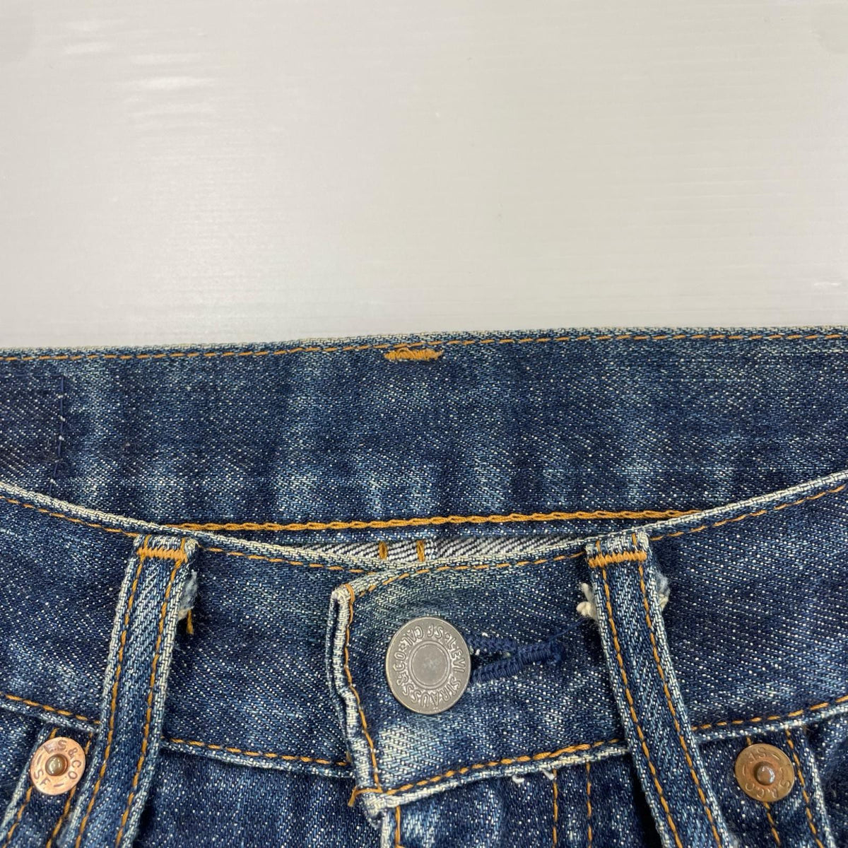 デニムパンツ 90s 復刻 502 ﾎﾞﾀﾝ裏j22 W28 28 ネイビー
