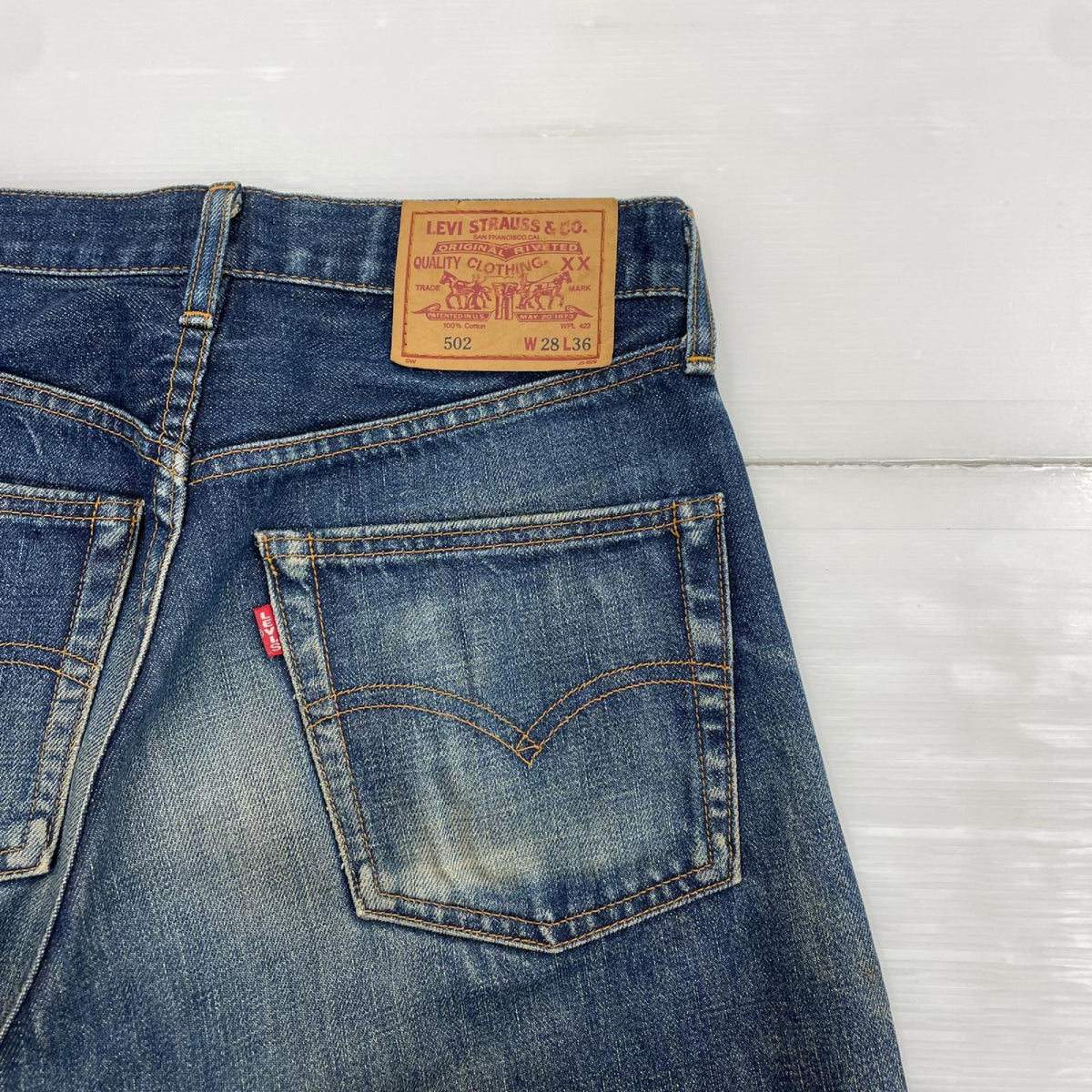 デニムパンツ 90s 復刻 502 ﾎﾞﾀﾝ裏j22 W28 28 ネイビー