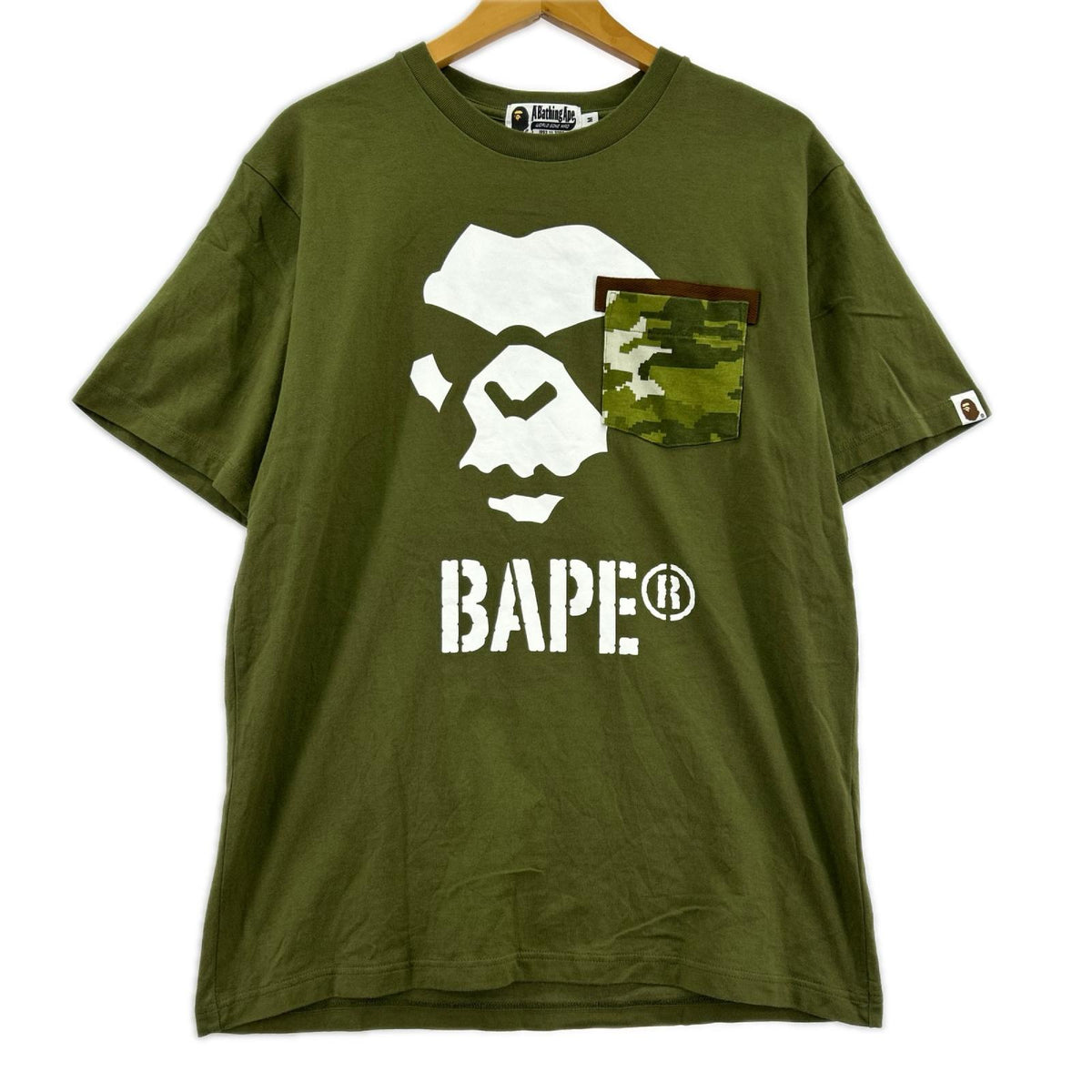 半袖Ｔシャツ MULTI PIXEL CAMO MAD APE FACE POCKET TEE M グリーン