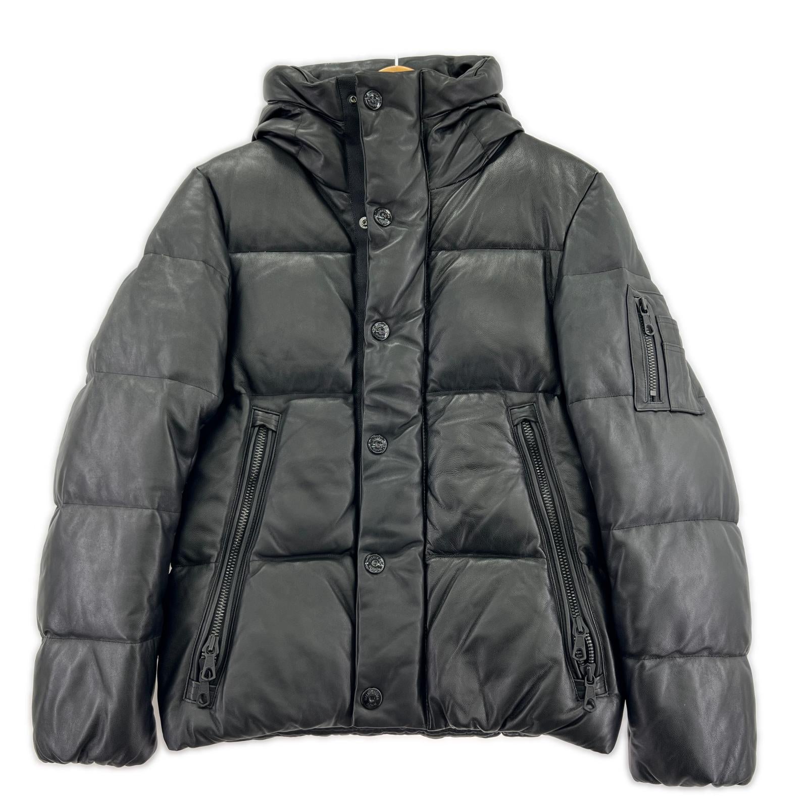 ダウンジャケット NISHIKAWA DOWN ラムレザーダウウンジャケット BLK S ブラック