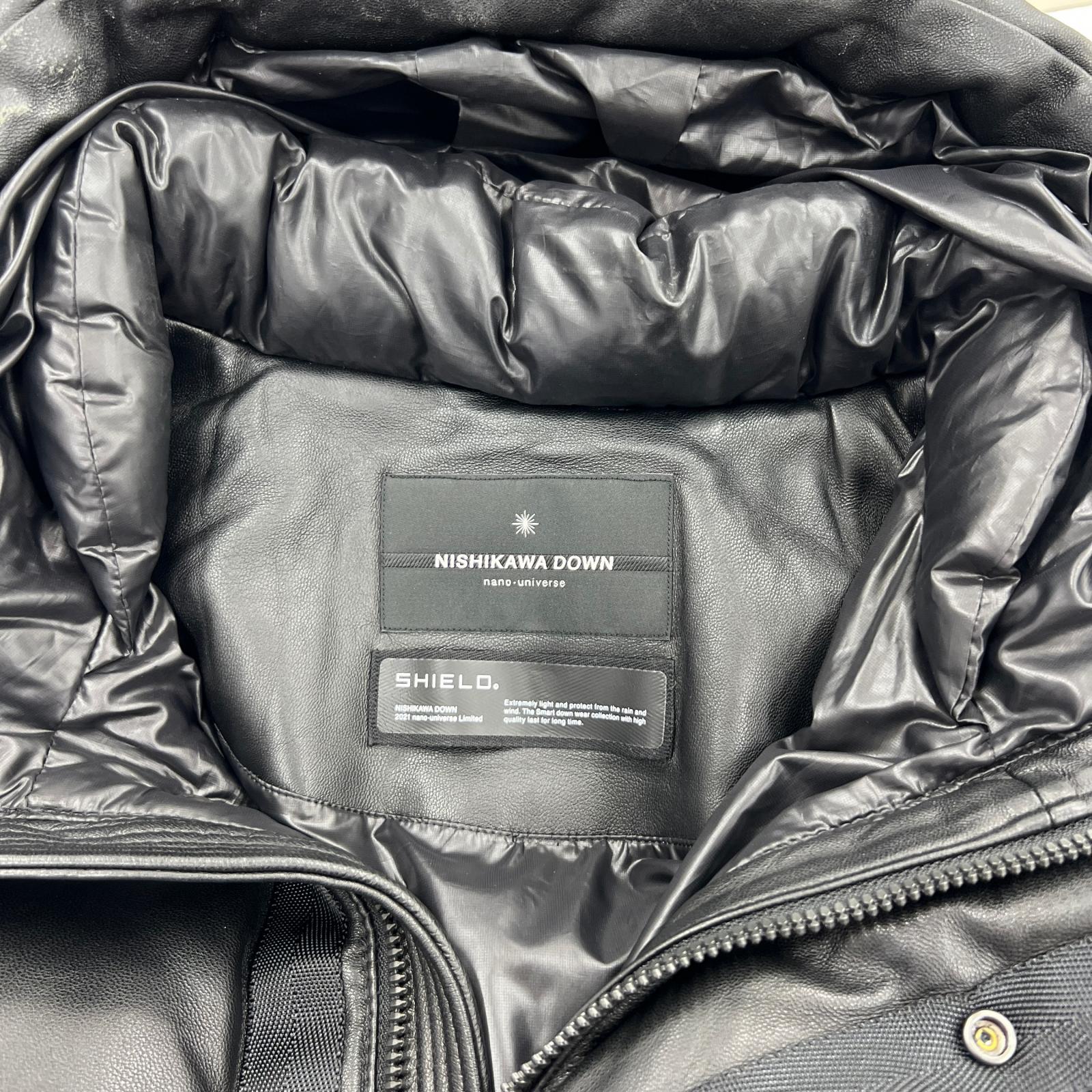 ダウンジャケット NISHIKAWA DOWN ラムレザーダウウンジャケット BLK S ブラック