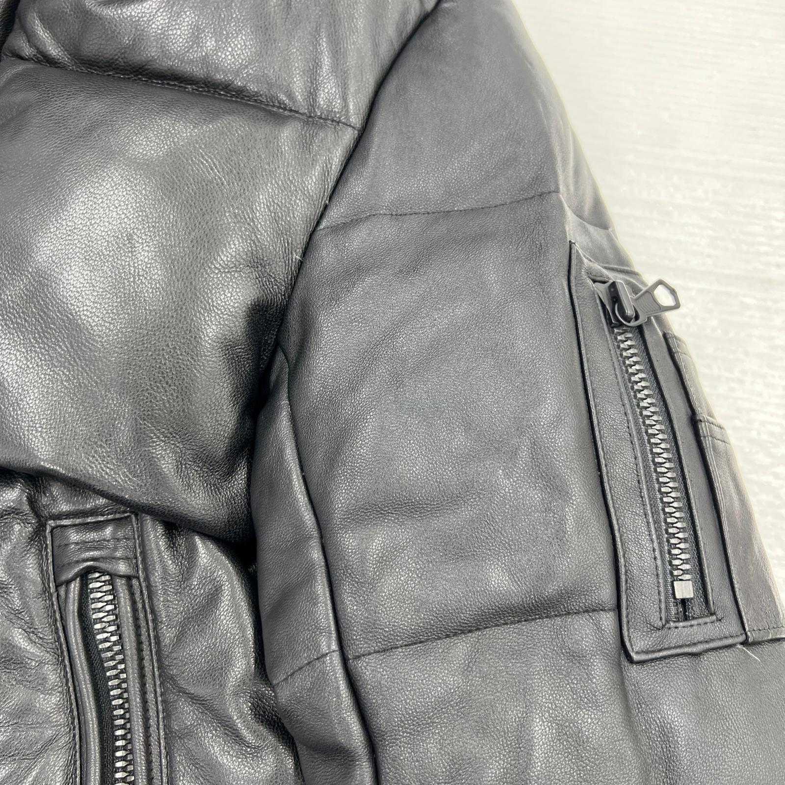 ダウンジャケット NISHIKAWA DOWN ラムレザーダウウンジャケット BLK S ブラック