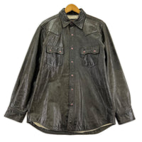 ジャケット RED EAR Lamb Leather Western Shirt M L ブラウン