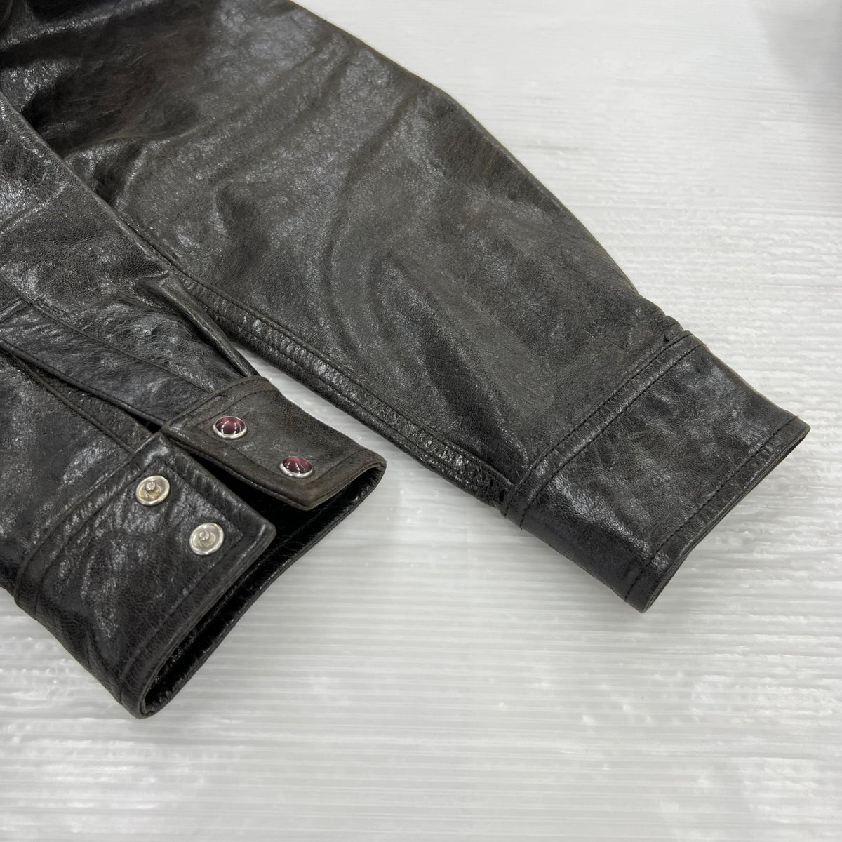ジャケット RED EAR Lamb Leather Western Shirt M L ブラウン