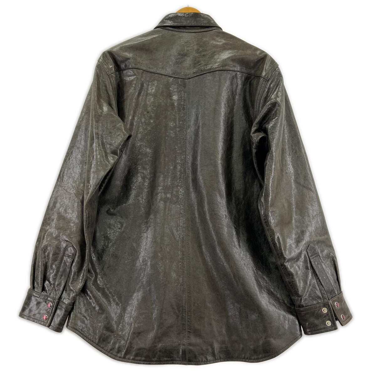 ジャケット RED EAR Lamb Leather Western Shirt M L ブラウン