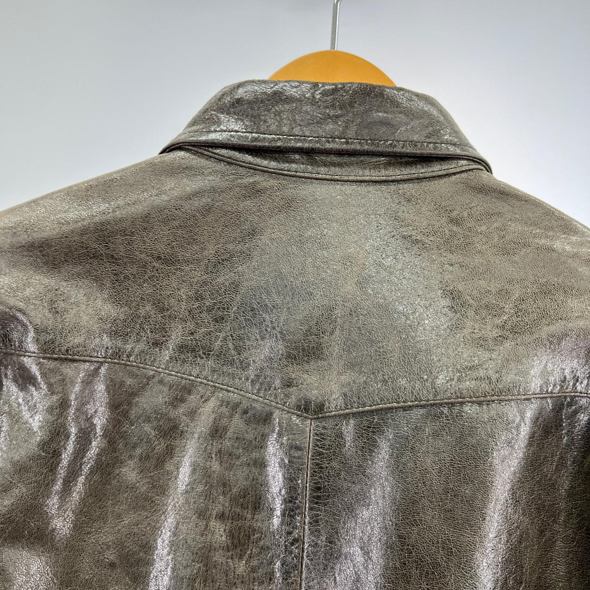 ジャケット RED EAR Lamb Leather Western Shirt M L ブラウン